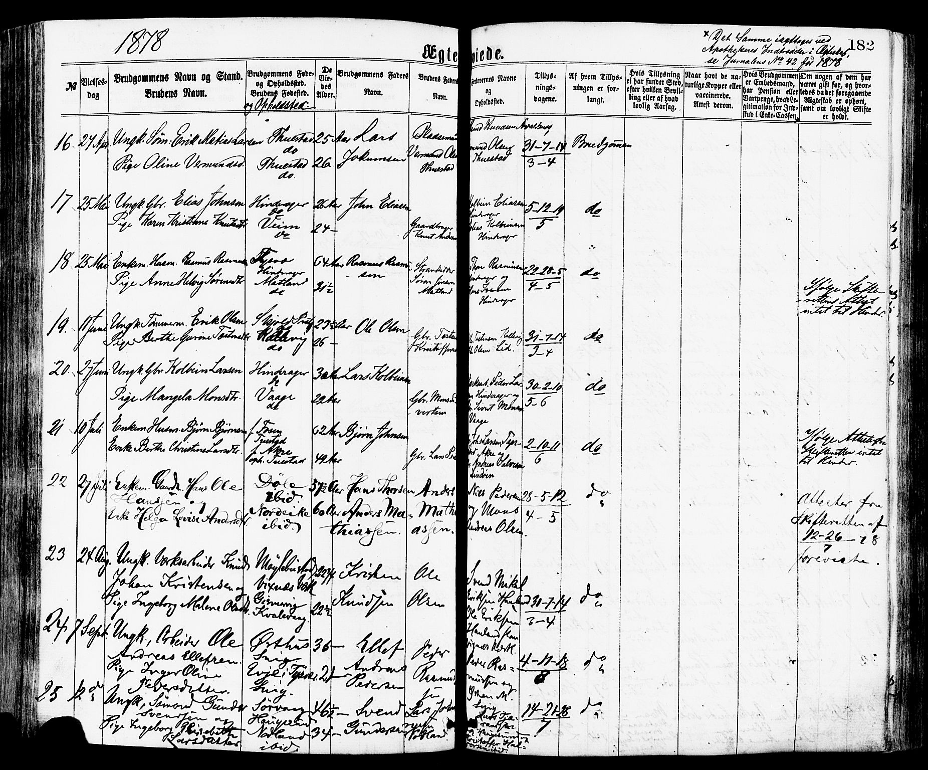 Avaldsnes sokneprestkontor, AV/SAST-A -101851/H/Ha/Haa/L0012: Parish register (official) no. A 12, 1865-1880, p. 182