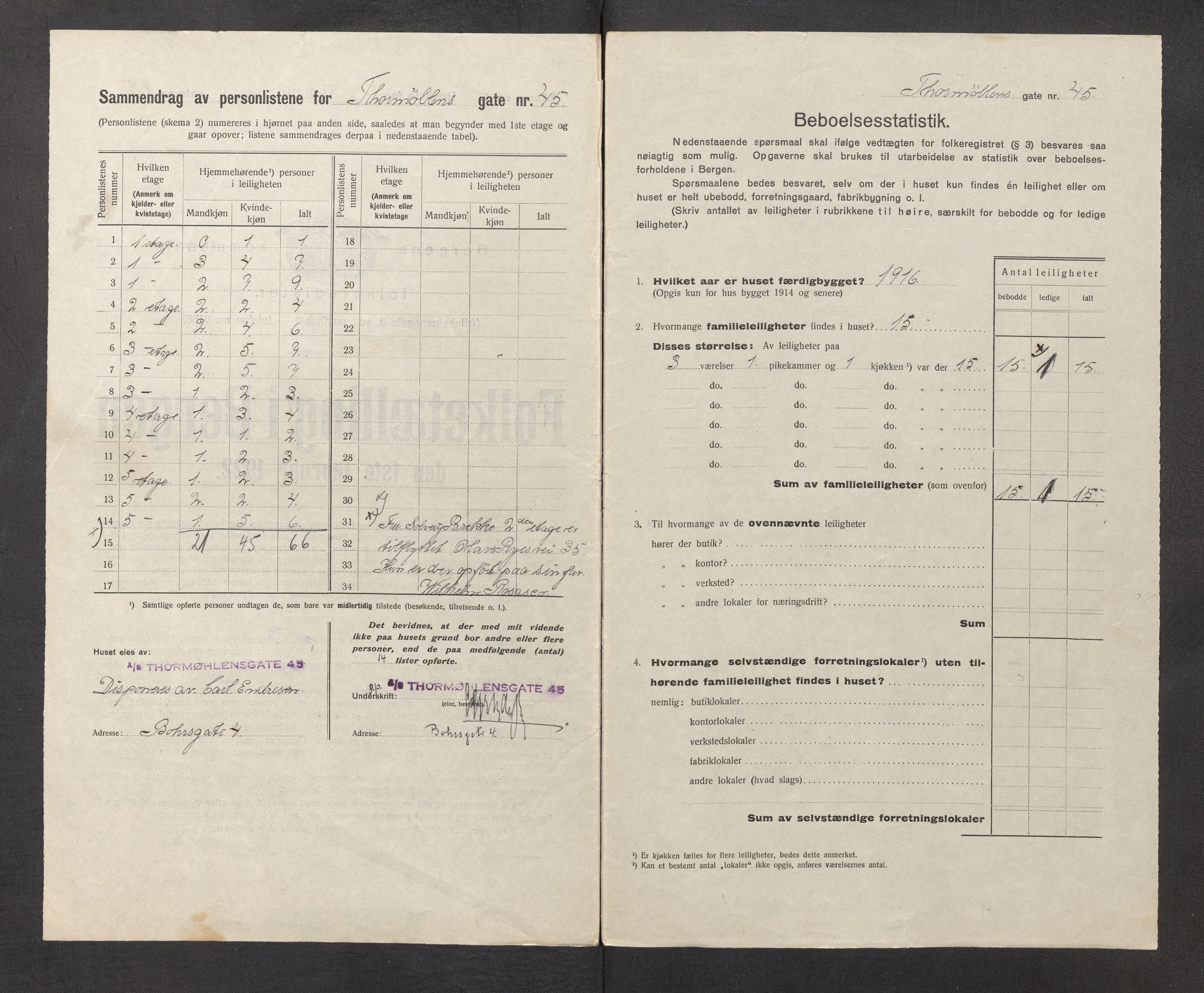 SAB, Municipal Census 1922 for Bergen, 1922, p. 43814