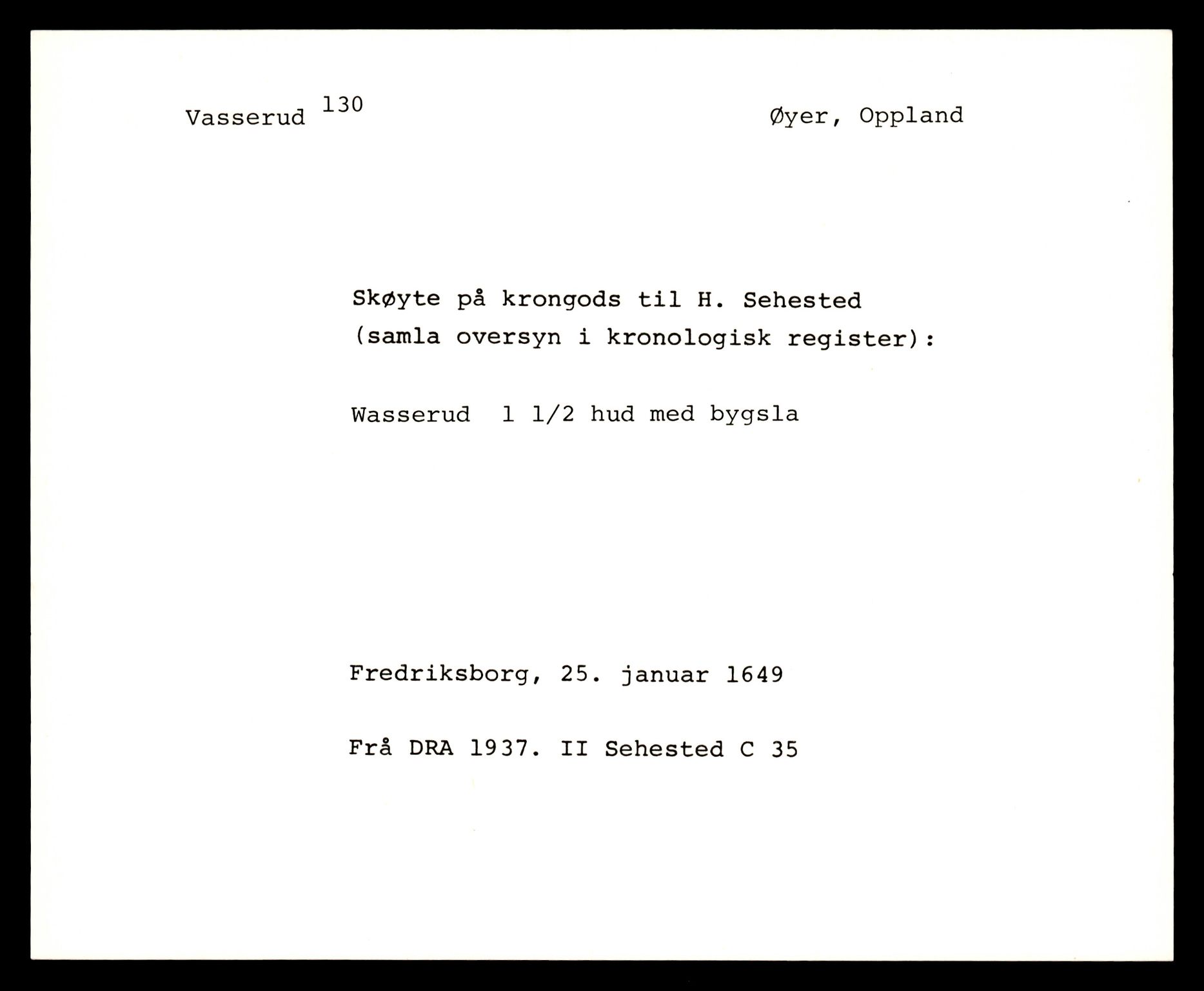 Riksarkivets diplomsamling, AV/RA-EA-5965/F35/F35e/L0010: Registreringssedler Oppland 2, 1400-1700, p. 321