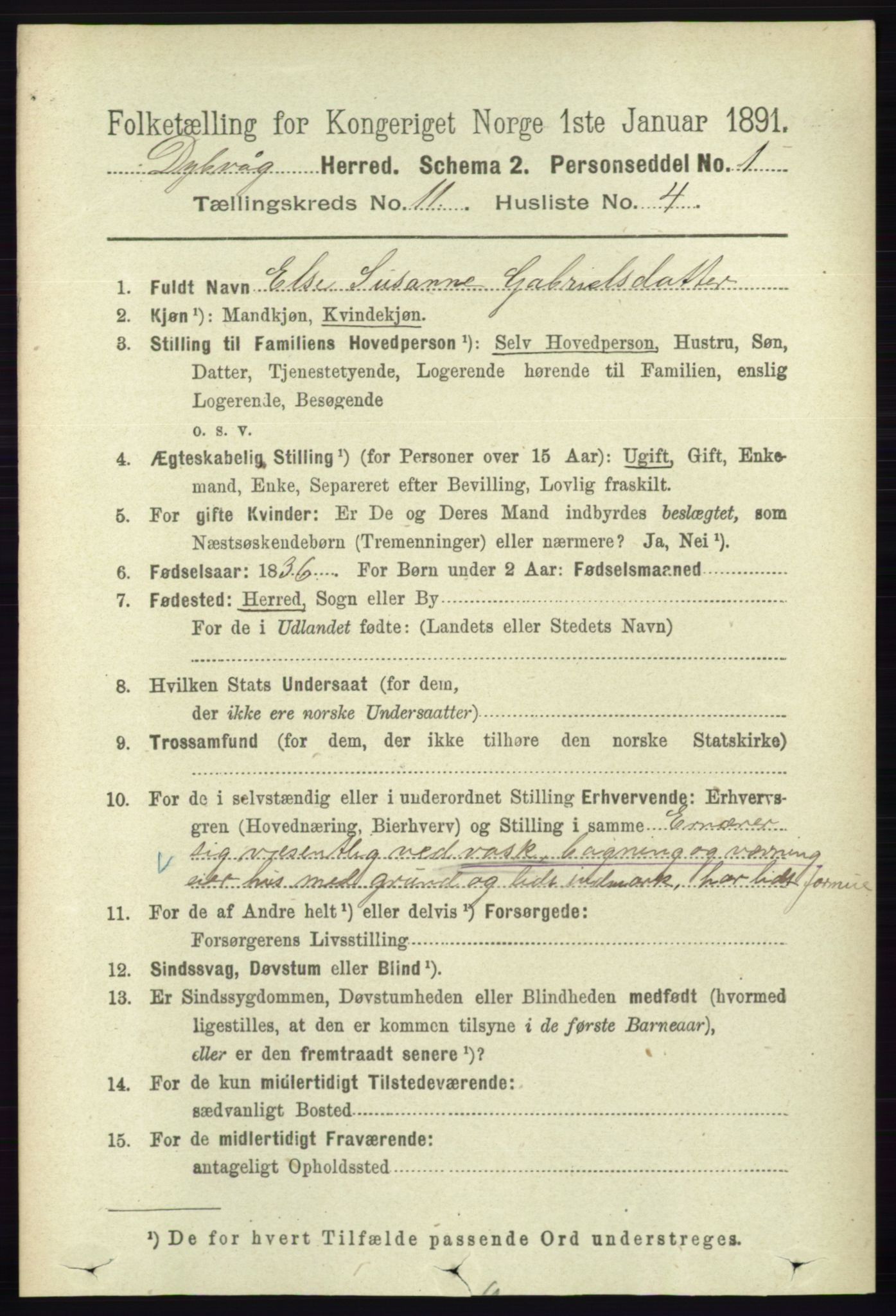 RA, 1891 census for 0915 Dypvåg, 1891, p. 4331