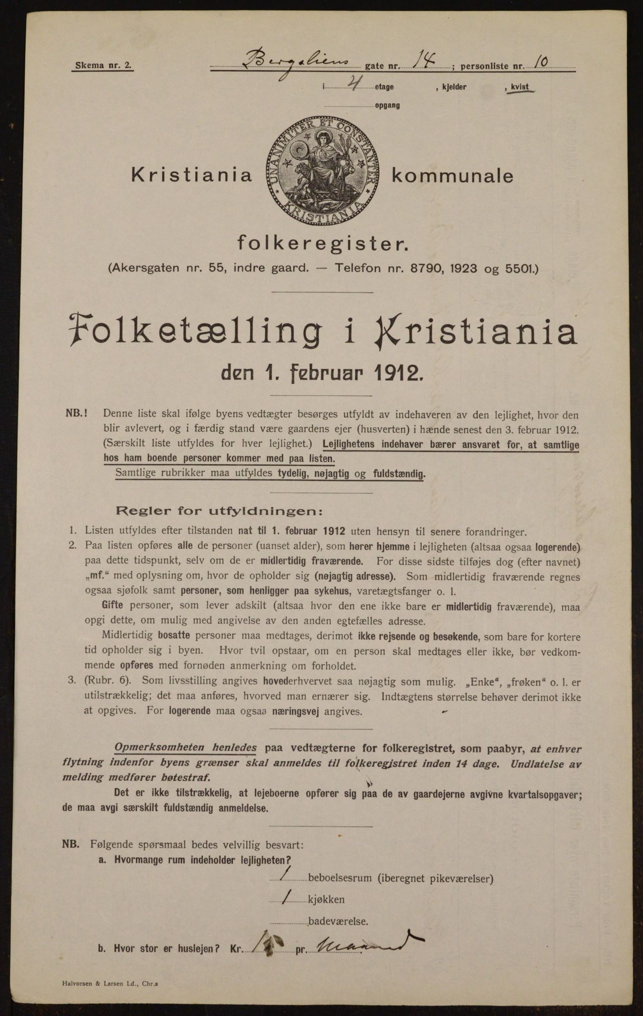 OBA, Municipal Census 1912 for Kristiania, 1912, p. 4315
