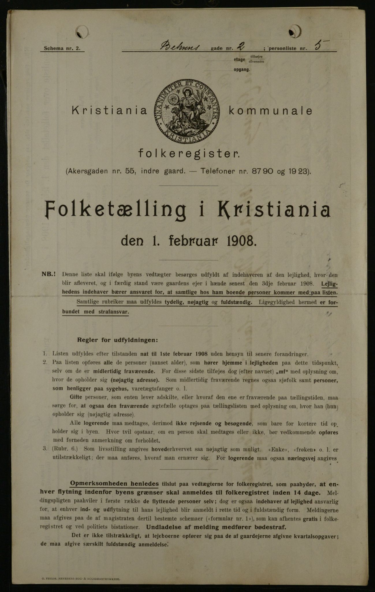 OBA, Municipal Census 1908 for Kristiania, 1908, p. 3350