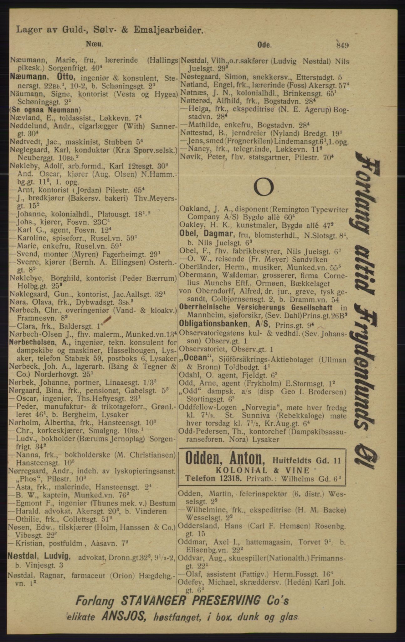 Kristiania/Oslo adressebok, PUBL/-, 1913, p. 861