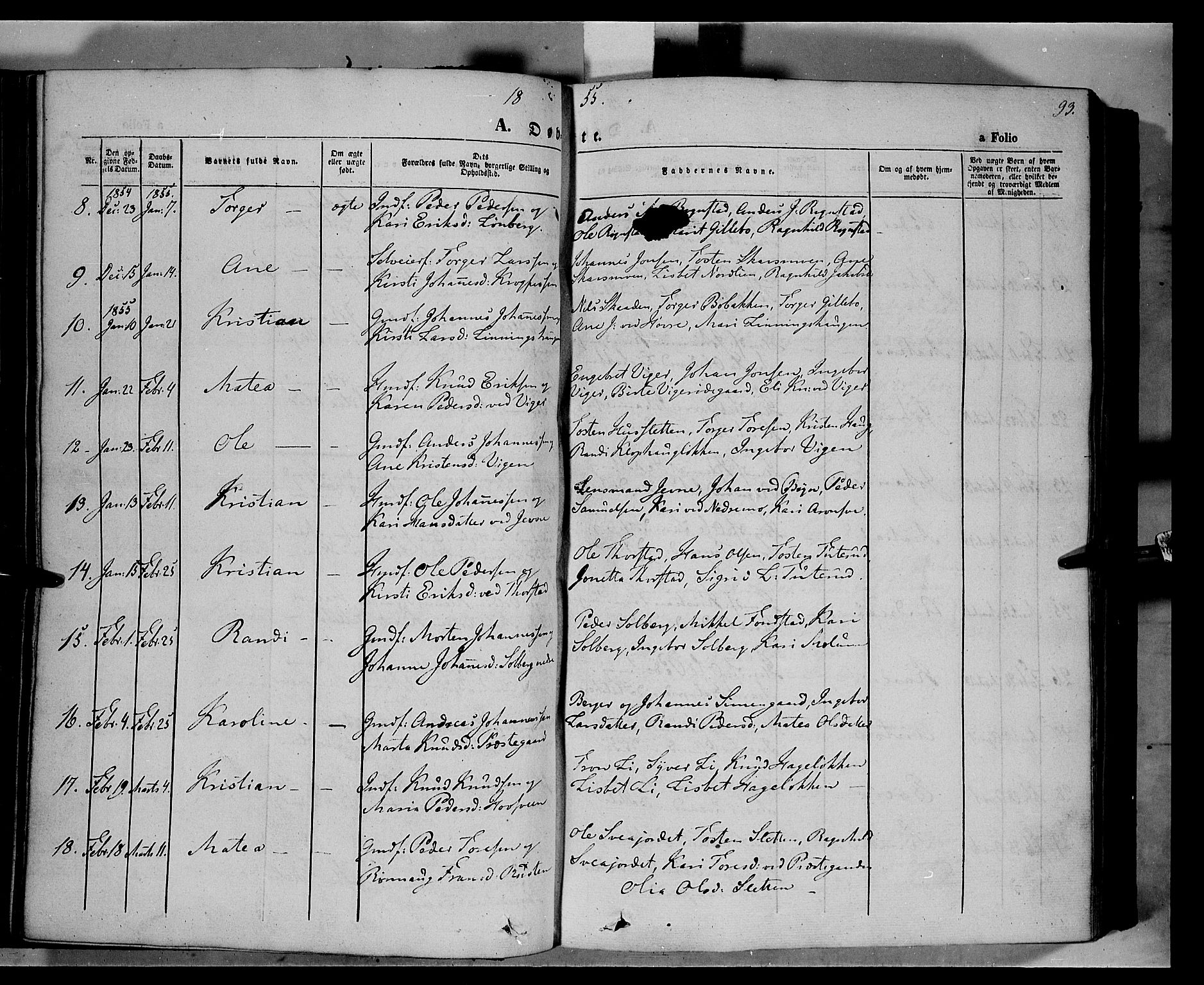 Øyer prestekontor, SAH/PREST-084/H/Ha/Haa/L0005: Parish register (official) no. 5, 1842-1857, p. 93