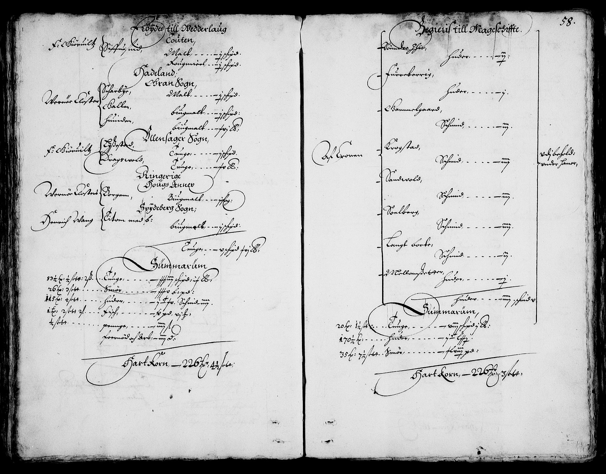 Rentekammeret inntil 1814, Realistisk ordnet avdeling, AV/RA-EA-4070/On/L0001/0002: Statens gods / [Jj 2]: Jordebok og forklaring over atkomstene til Hannibal Sehesteds gods, 1651, p. 57b-58a