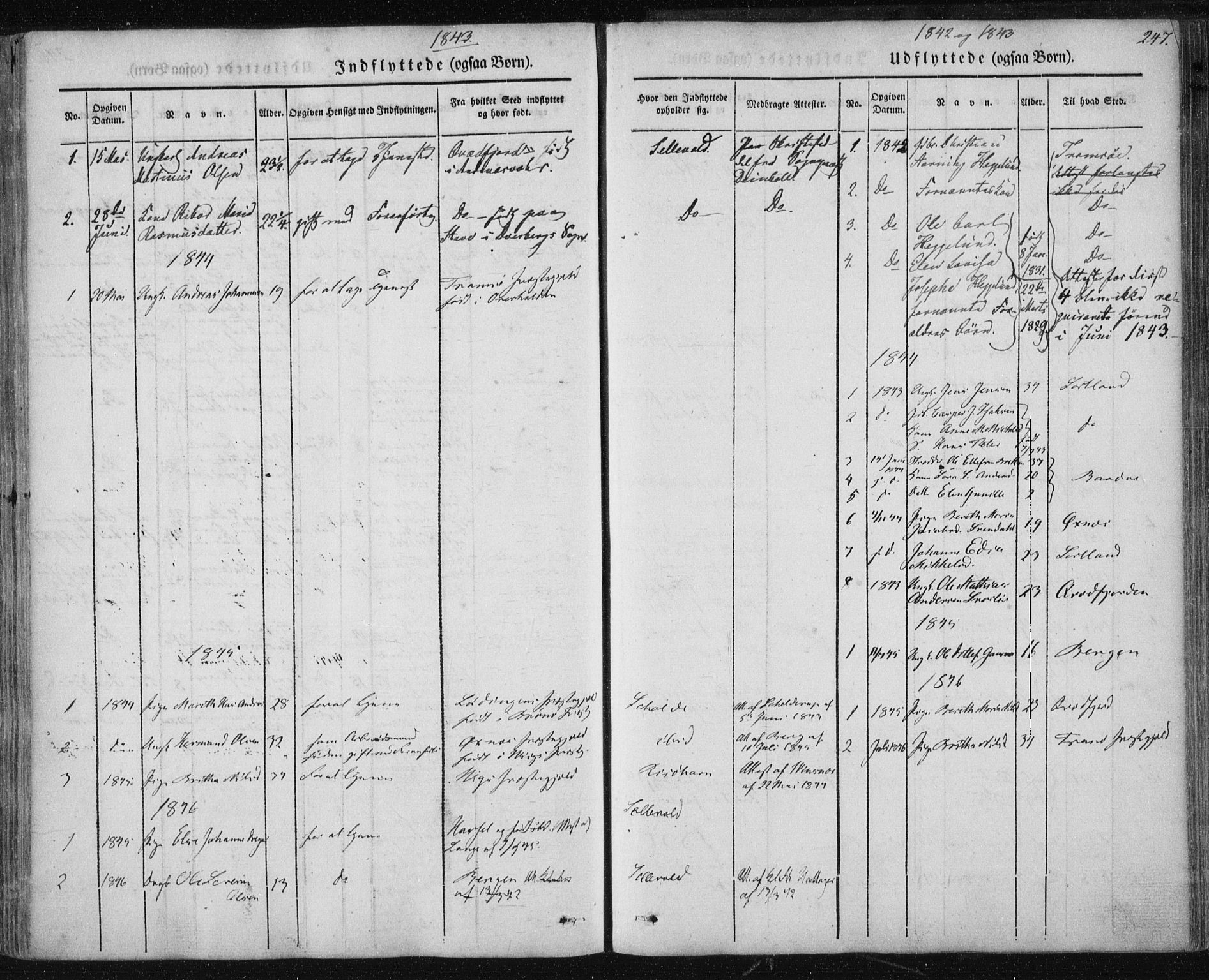 Ministerialprotokoller, klokkerbøker og fødselsregistre - Nordland, SAT/A-1459/897/L1396: Parish register (official) no. 897A04, 1842-1866, p. 247