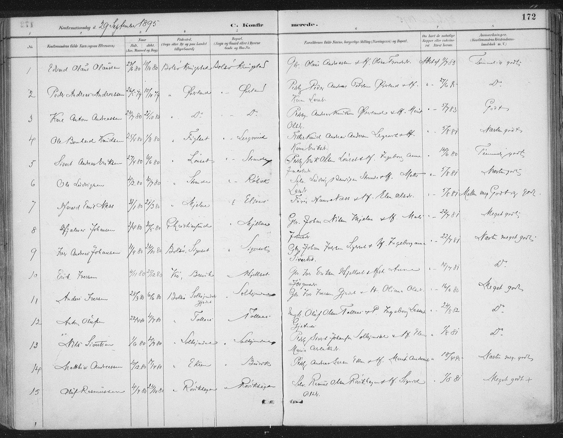 Ministerialprotokoller, klokkerbøker og fødselsregistre - Møre og Romsdal, SAT/A-1454/555/L0658: Parish register (official) no. 555A09, 1887-1917, p. 172