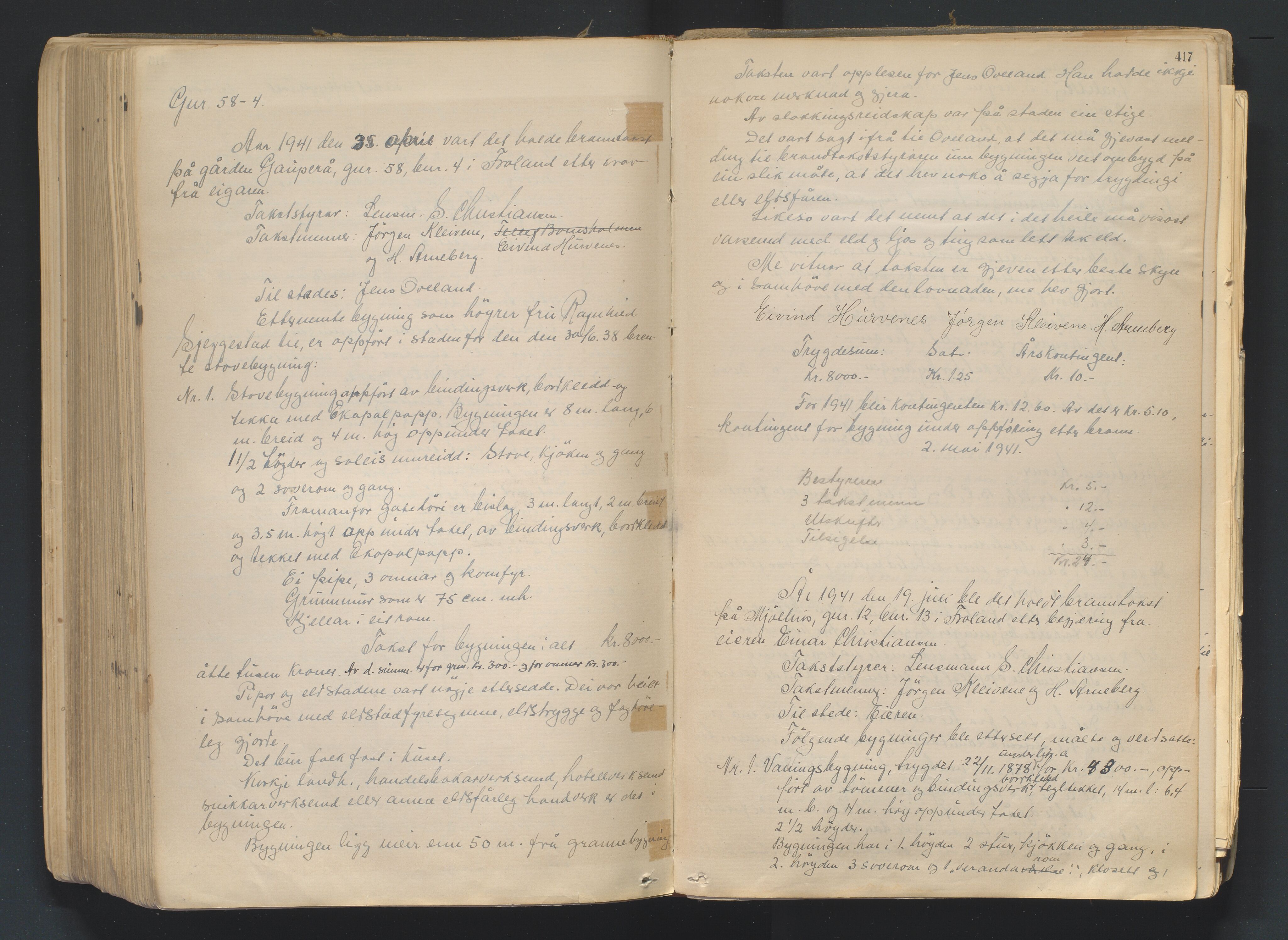 Norges Brannkasse Froland, AV/SAK-2241-0016/F/Fa/L0001: Branntakstprotokoll nr. 2, 1875-1948, p. 416b-417a