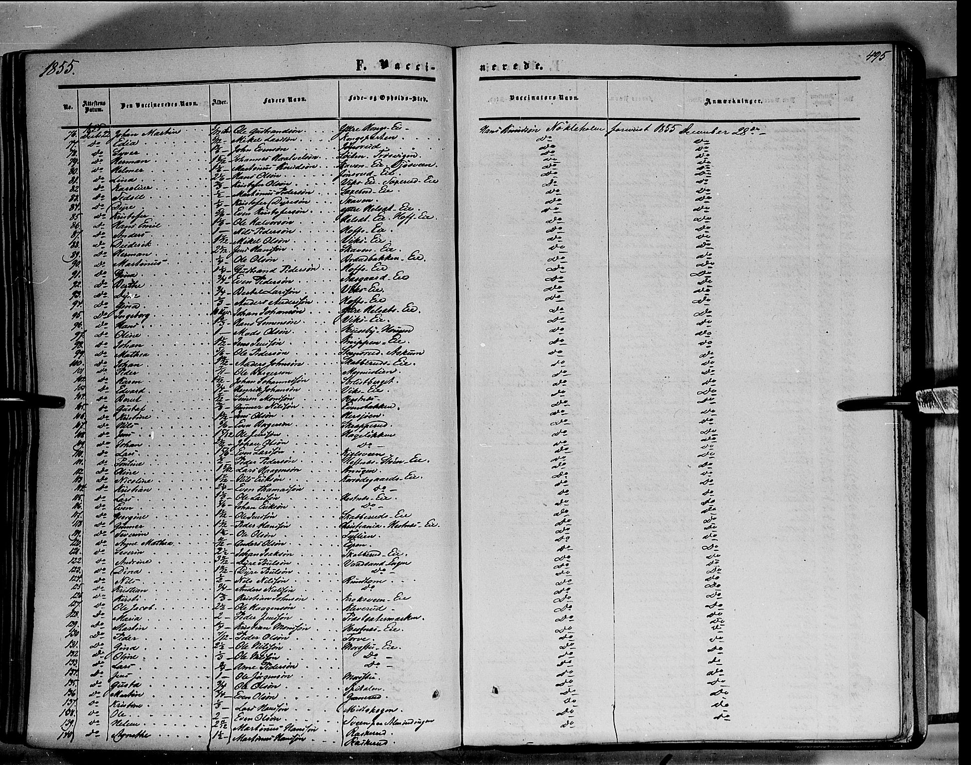 Stange prestekontor, AV/SAH-PREST-002/K/L0012: Parish register (official) no. 12, 1852-1862, p. 495