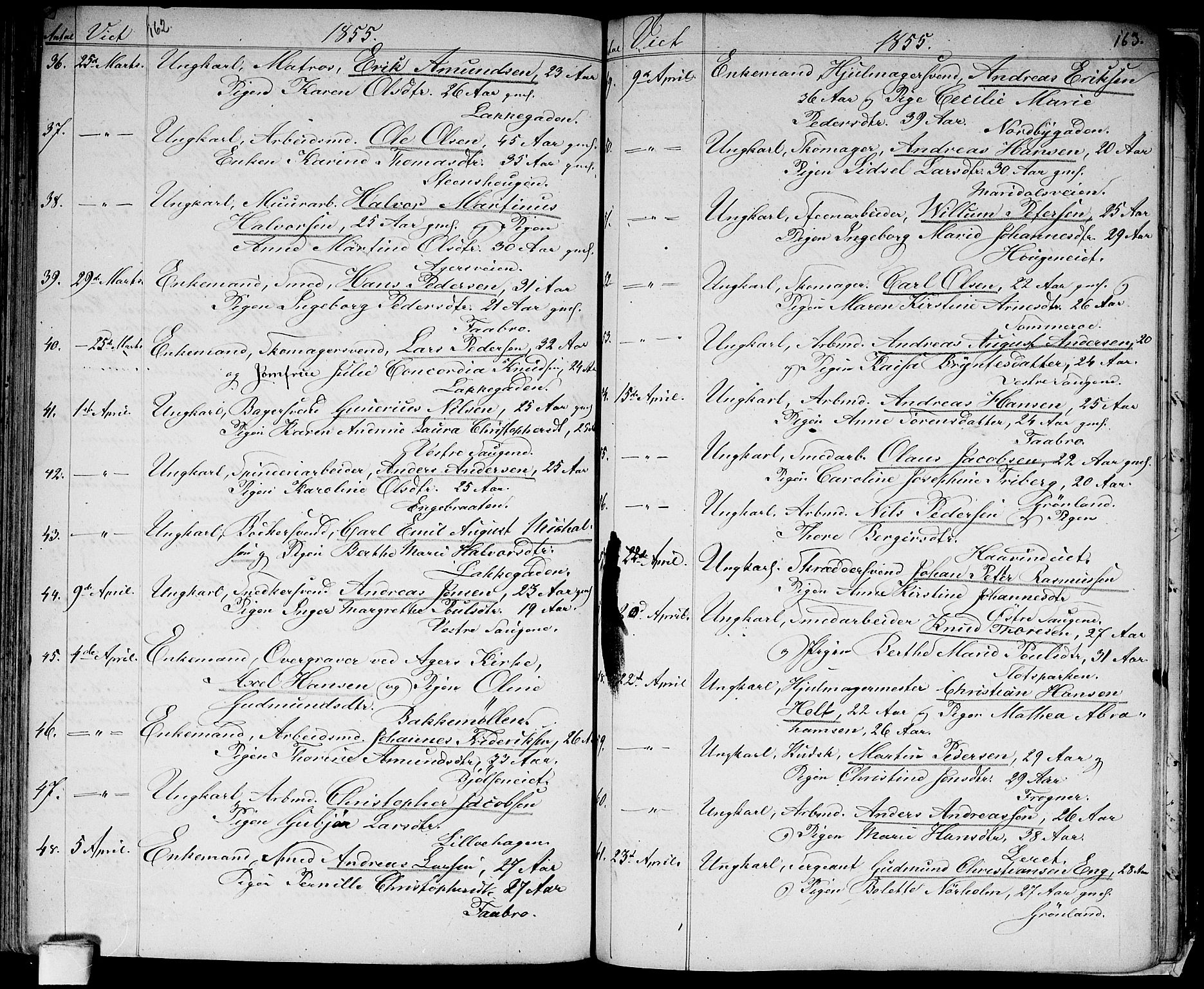 Aker prestekontor kirkebøker, AV/SAO-A-10861/G/L0011: Parish register (copy) no. 11, 1846-1859, p. 162-163