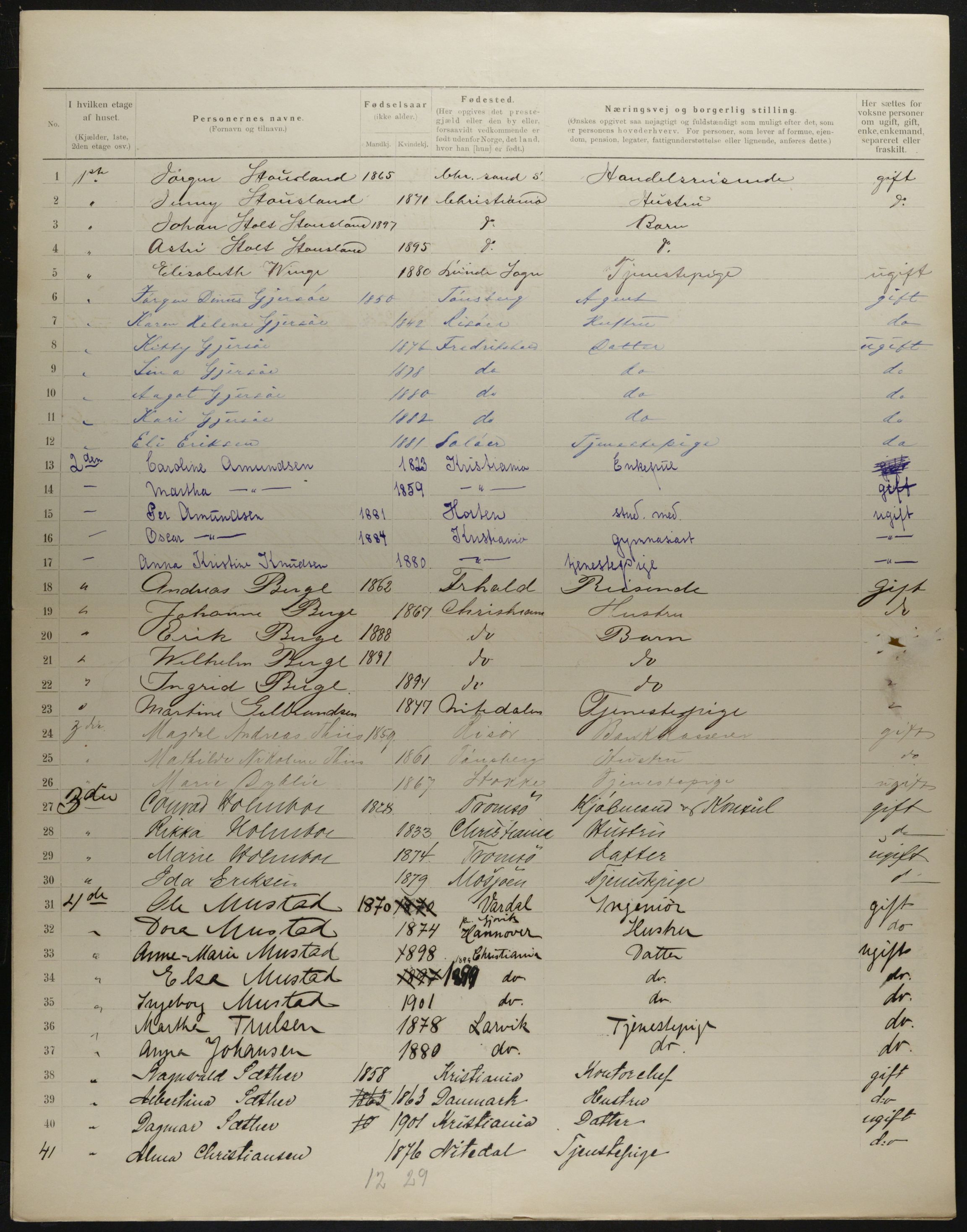 OBA, Municipal Census 1901 for Kristiania, 1901, p. 4575