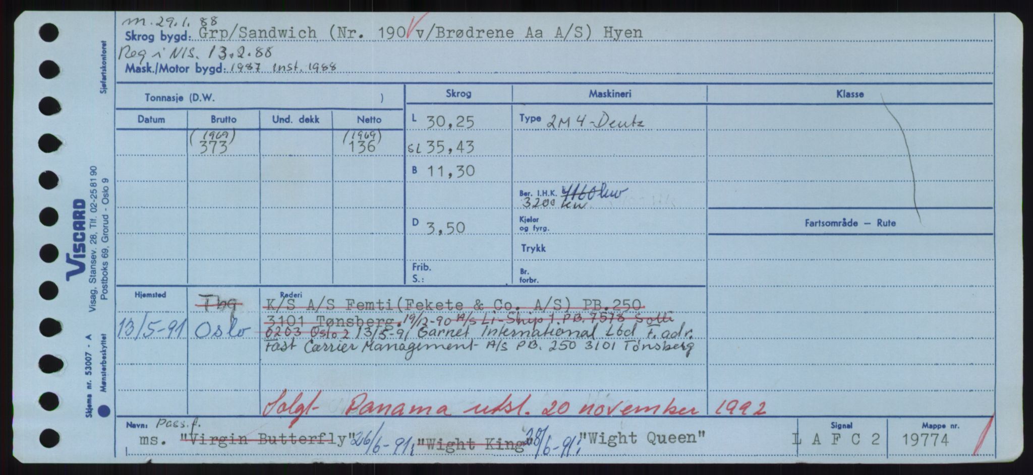 Sjøfartsdirektoratet med forløpere, Skipsmålingen, RA/S-1627/H/Hd/L0041: Fartøy, Vi-Ås, p. 315