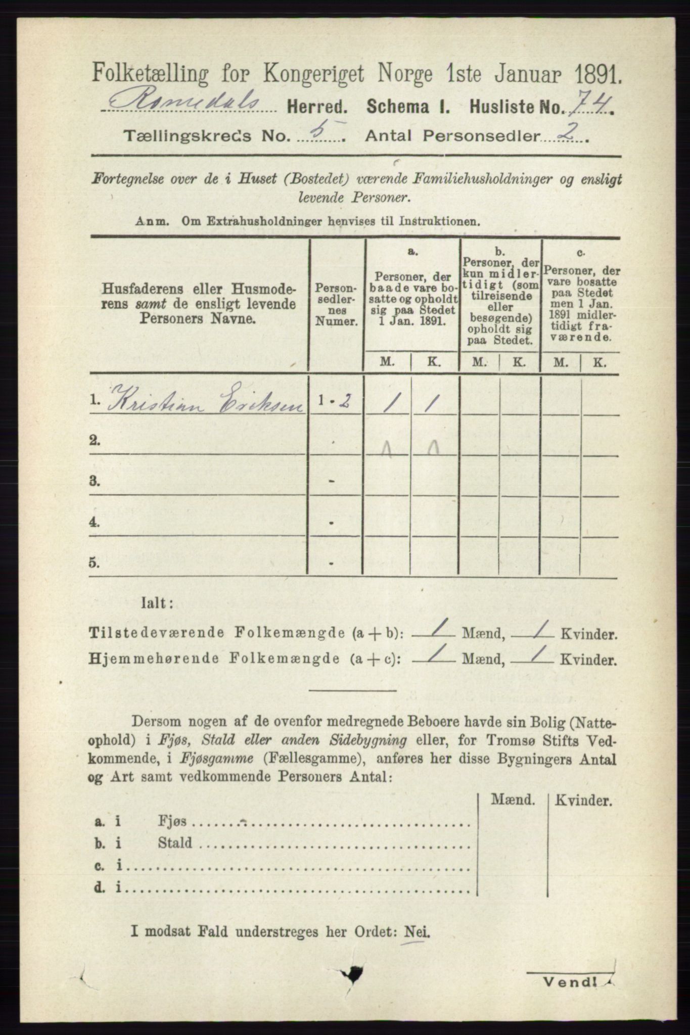 RA, 1891 census for 0416 Romedal, 1891, p. 2459