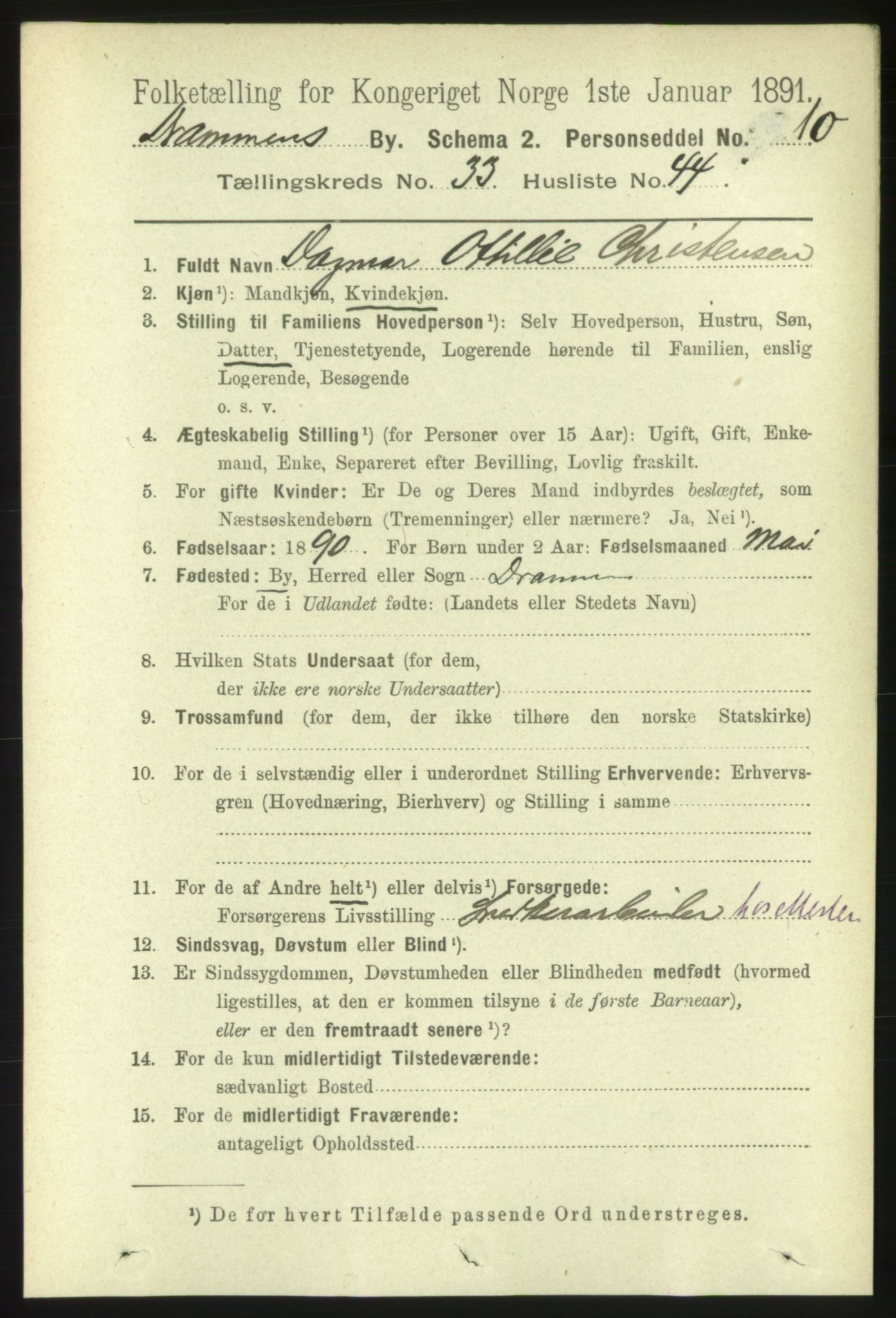 RA, 1891 census for 0602 Drammen, 1891, p. 20519