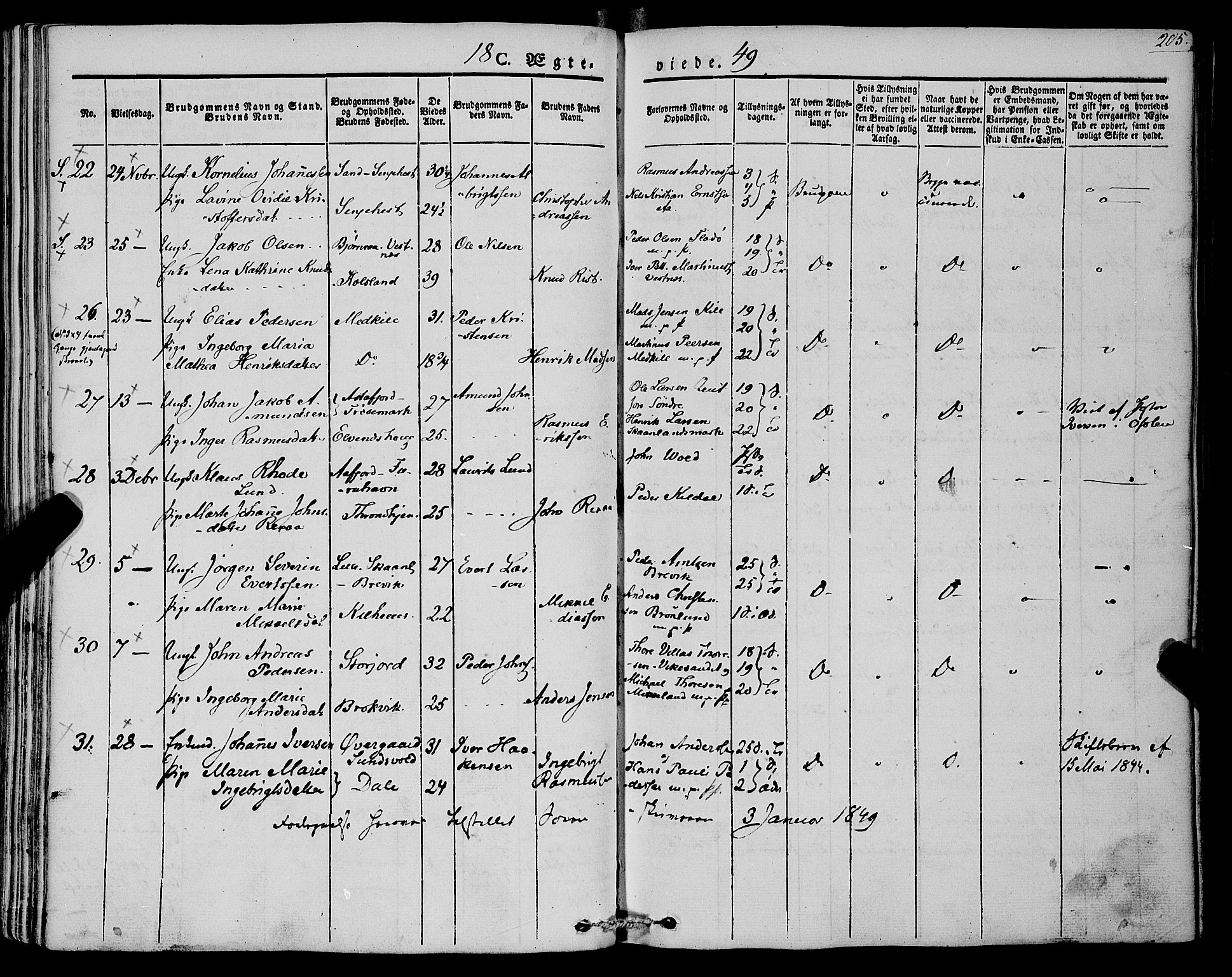 Trondenes sokneprestkontor, SATØ/S-1319/H/Ha/L0009kirke: Parish register (official) no. 9, 1841-1852, p. 205