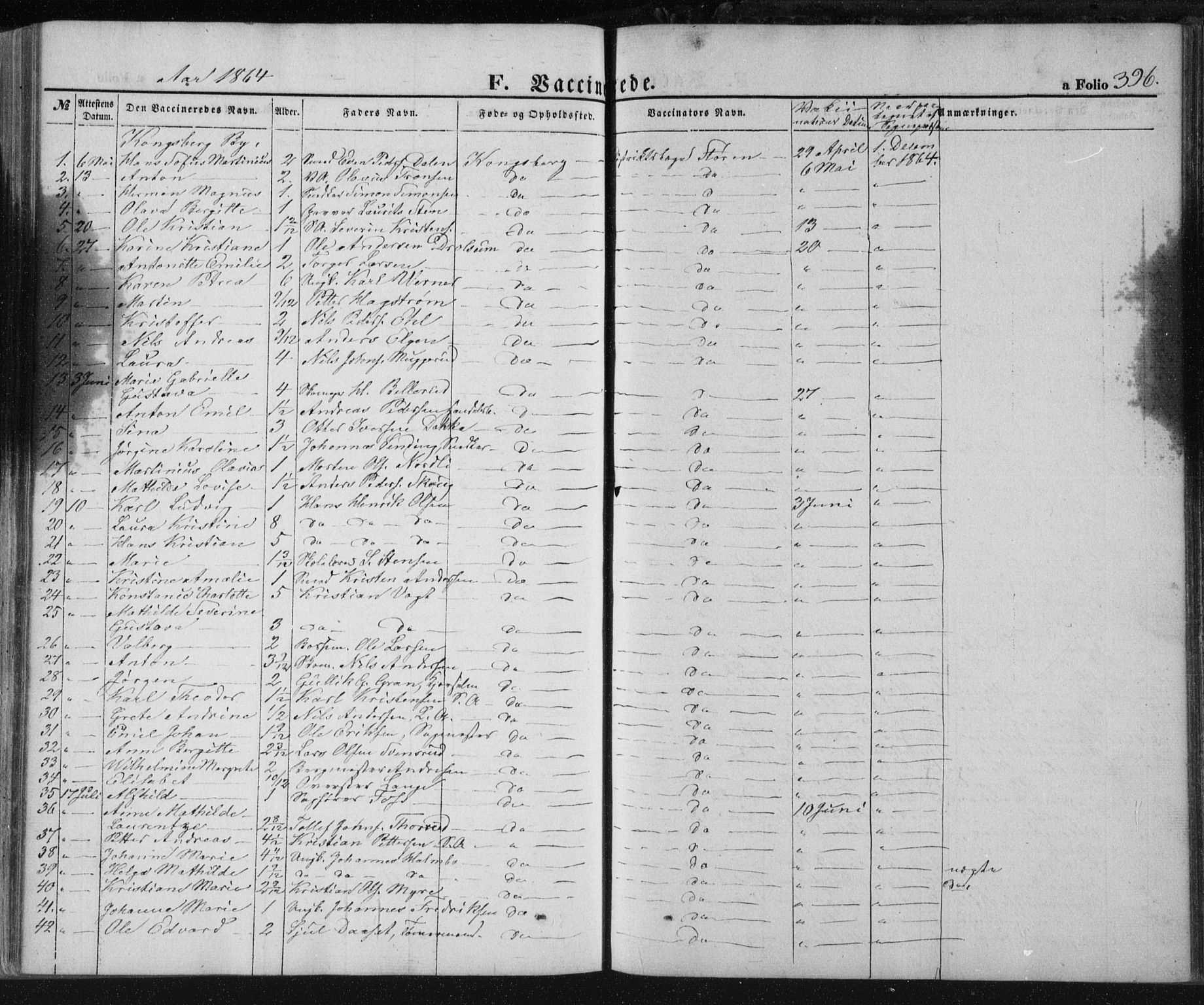 Kongsberg kirkebøker, AV/SAKO-A-22/F/Fa/L0010: Parish register (official) no. I 10, 1859-1875, p. 396