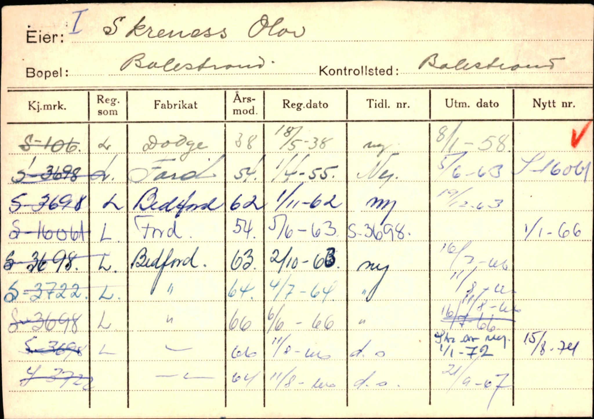 Statens vegvesen, Sogn og Fjordane vegkontor, SAB/A-5301/4/F/L0132: Eigarregister Askvoll A-Å. Balestrand A-Å, 1945-1975, p. 2304