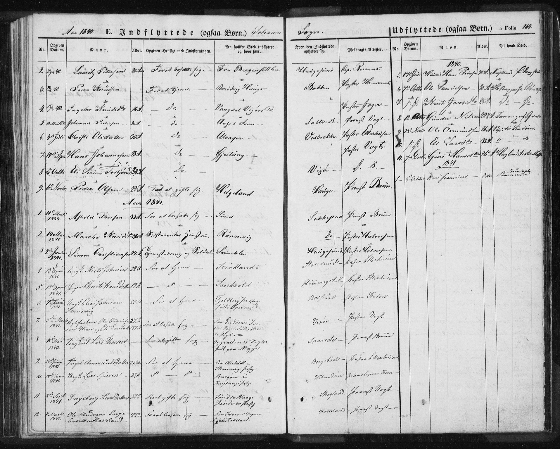 Torvastad sokneprestkontor, SAST/A -101857/H/Ha/Haa/L0006: Parish register (official) no. A 6, 1836-1847, p. 269