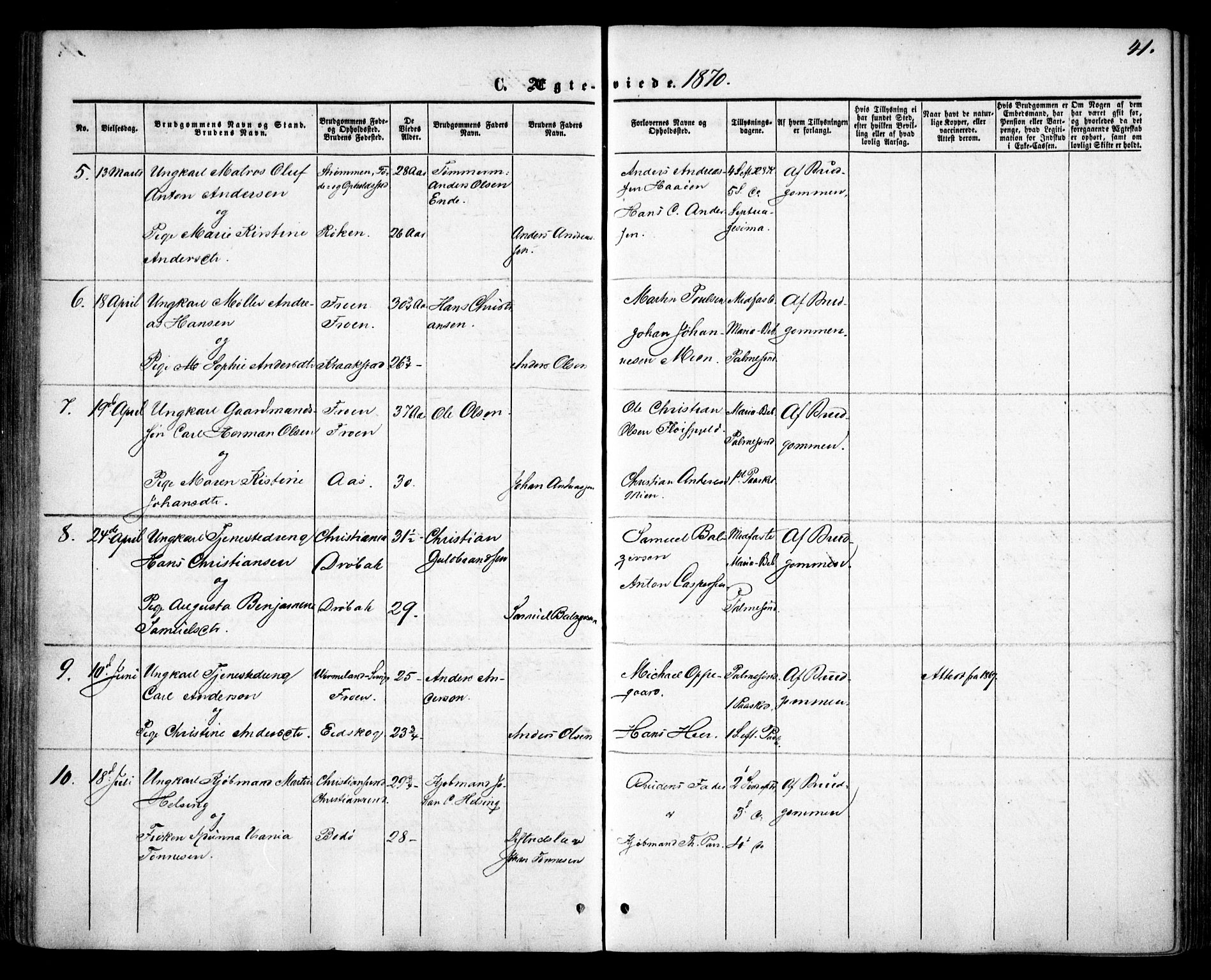 Drøbak prestekontor Kirkebøker, AV/SAO-A-10142a/F/Fa/L0002: Parish register (official) no. I 2, 1858-1870, p. 41