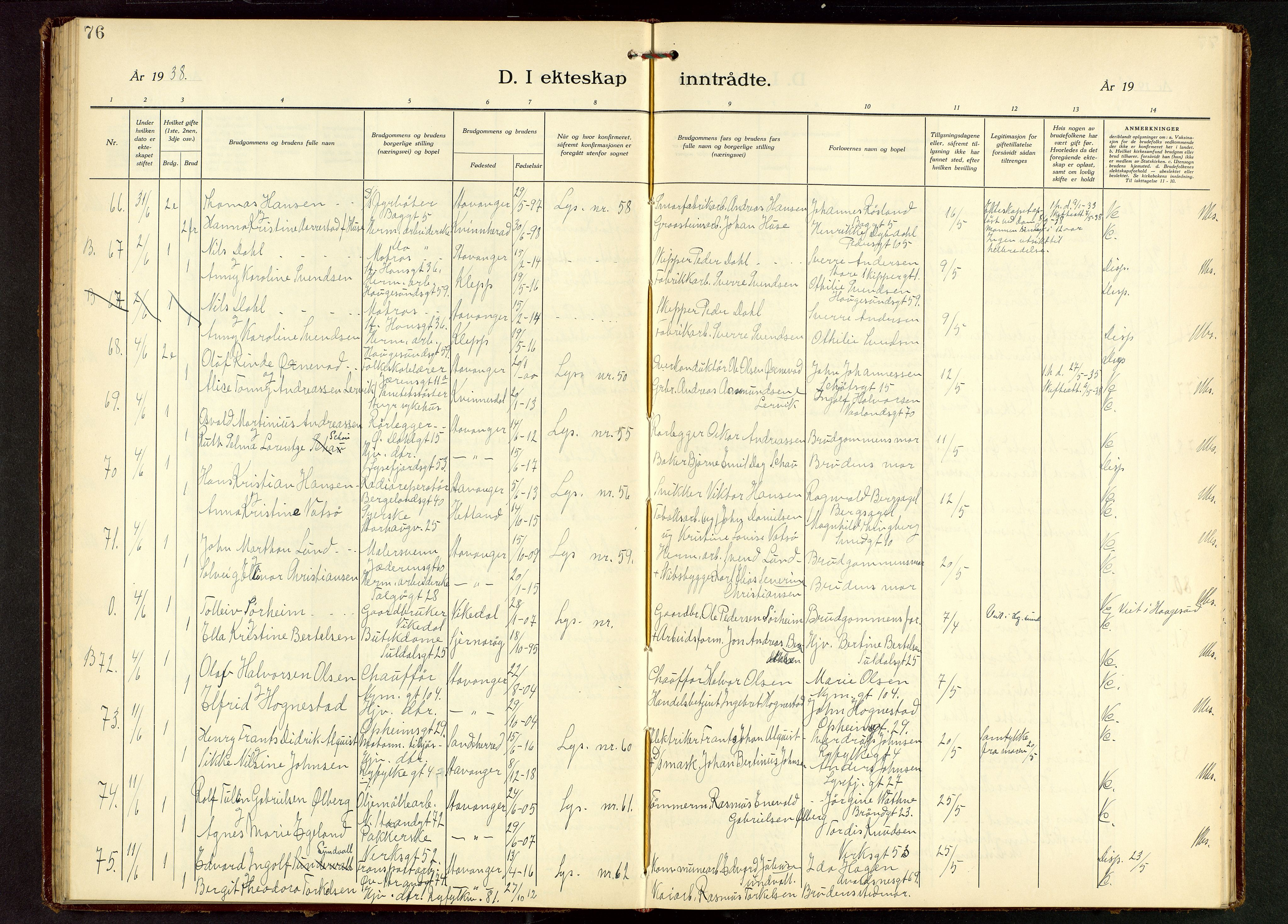 St. Johannes sokneprestkontor, AV/SAST-A-101814/001/30/30BB/L0010: Parish register (copy) no. B 10, 1933-1946, p. 76