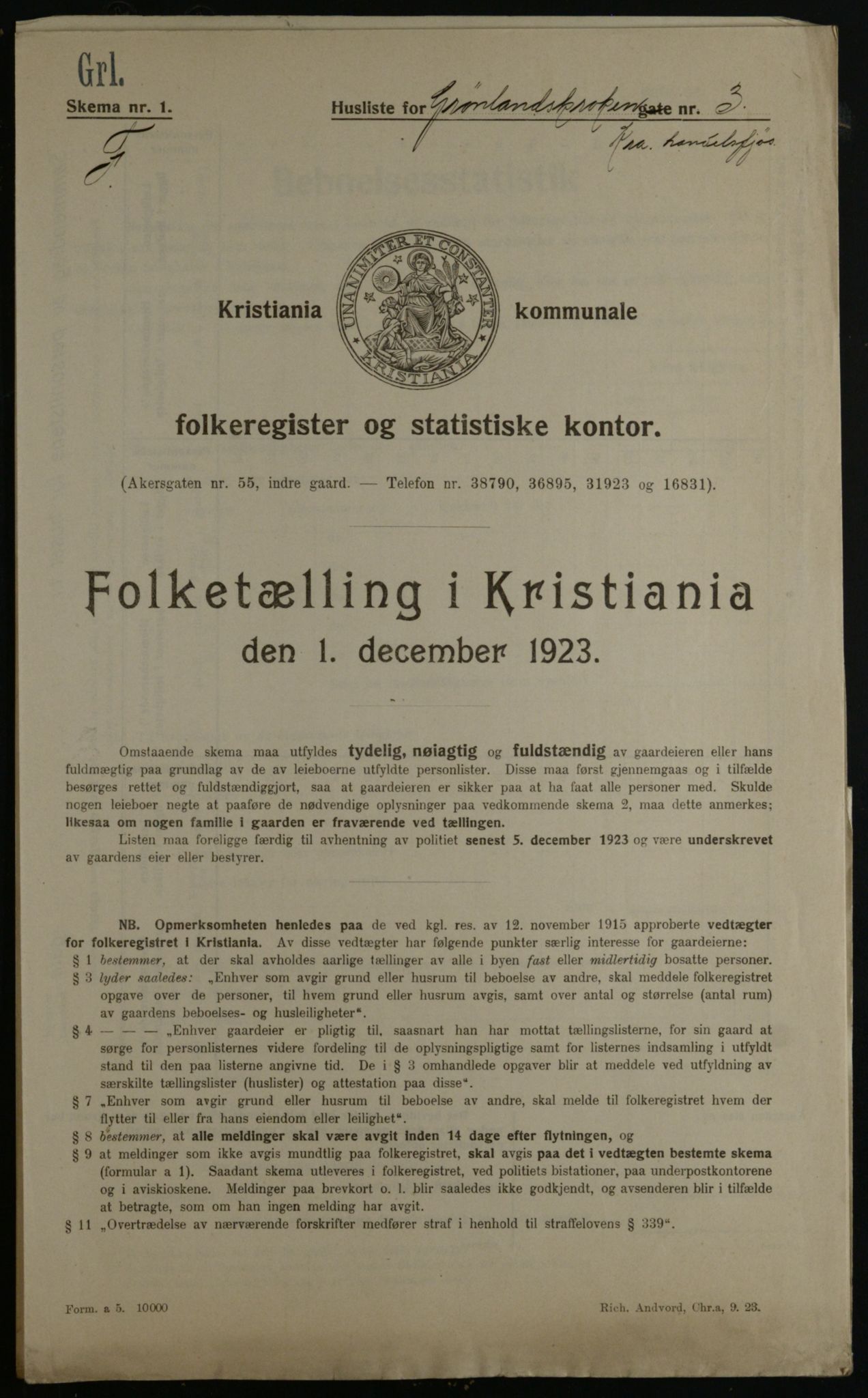 OBA, Municipal Census 1923 for Kristiania, 1923, p. 35359