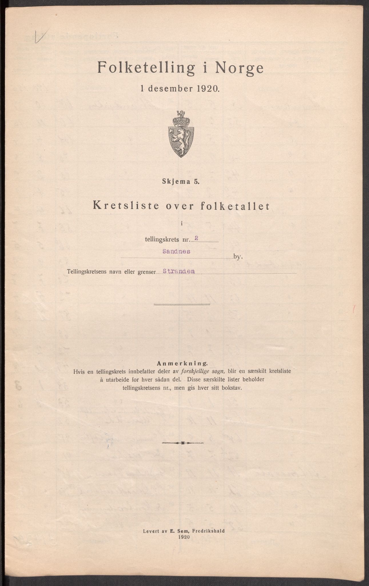 SAST, 1920 census for Sandnes, 1920, p. 9