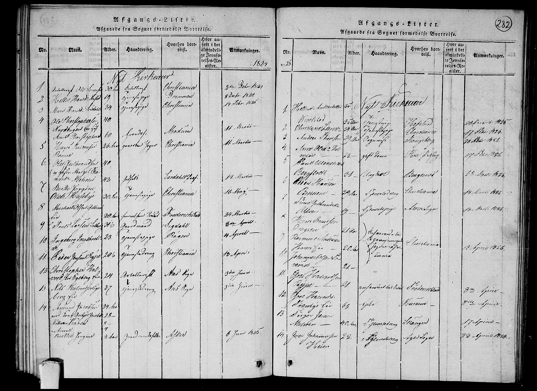 Lier kirkebøker, SAKO/A-230/F/Fa/L0009: Parish register (official) no. I 9, 1824-1827, p. 282