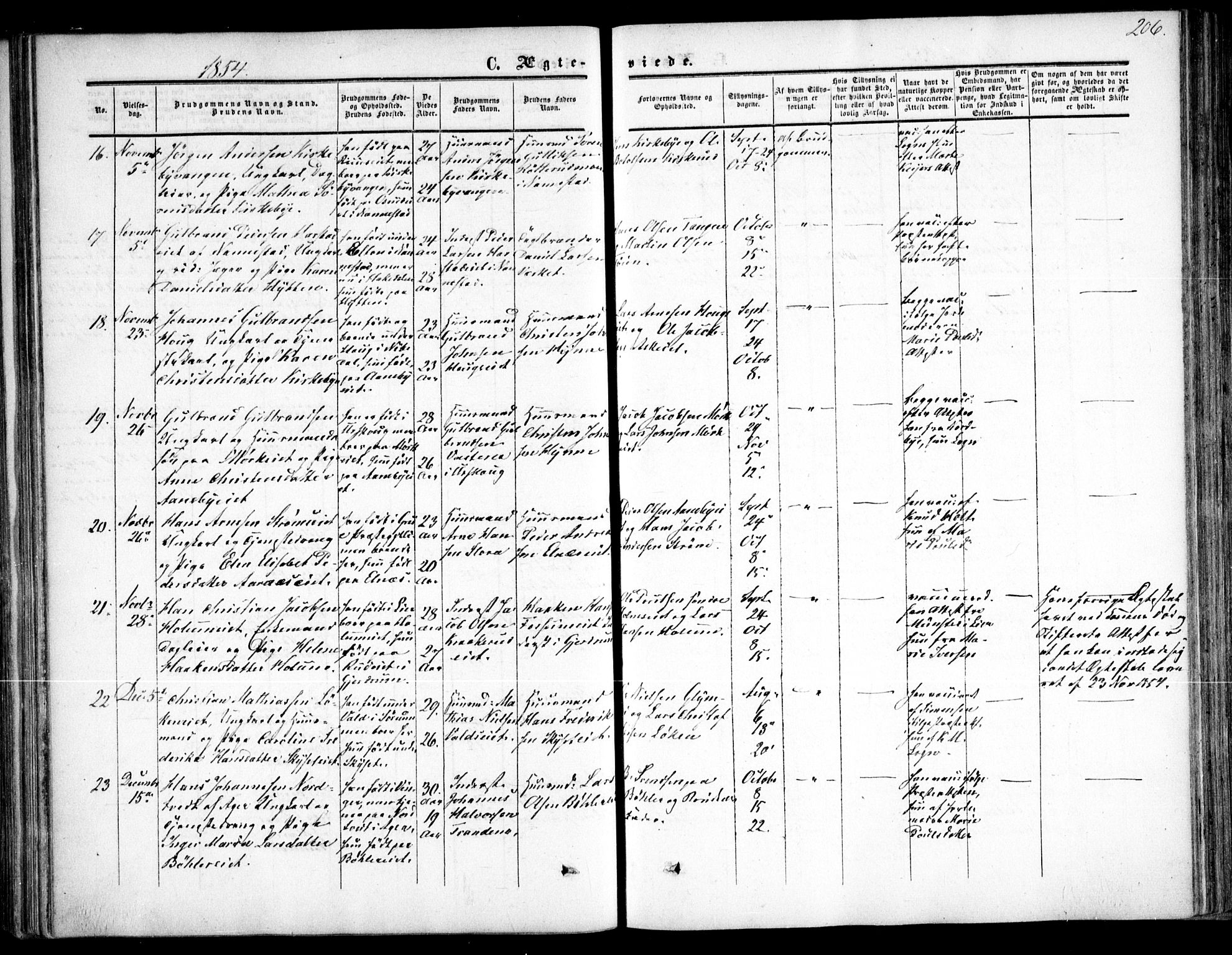 Nittedal prestekontor Kirkebøker, SAO/A-10365a/F/Fa/L0005: Parish register (official) no. I 5, 1850-1862, p. 206