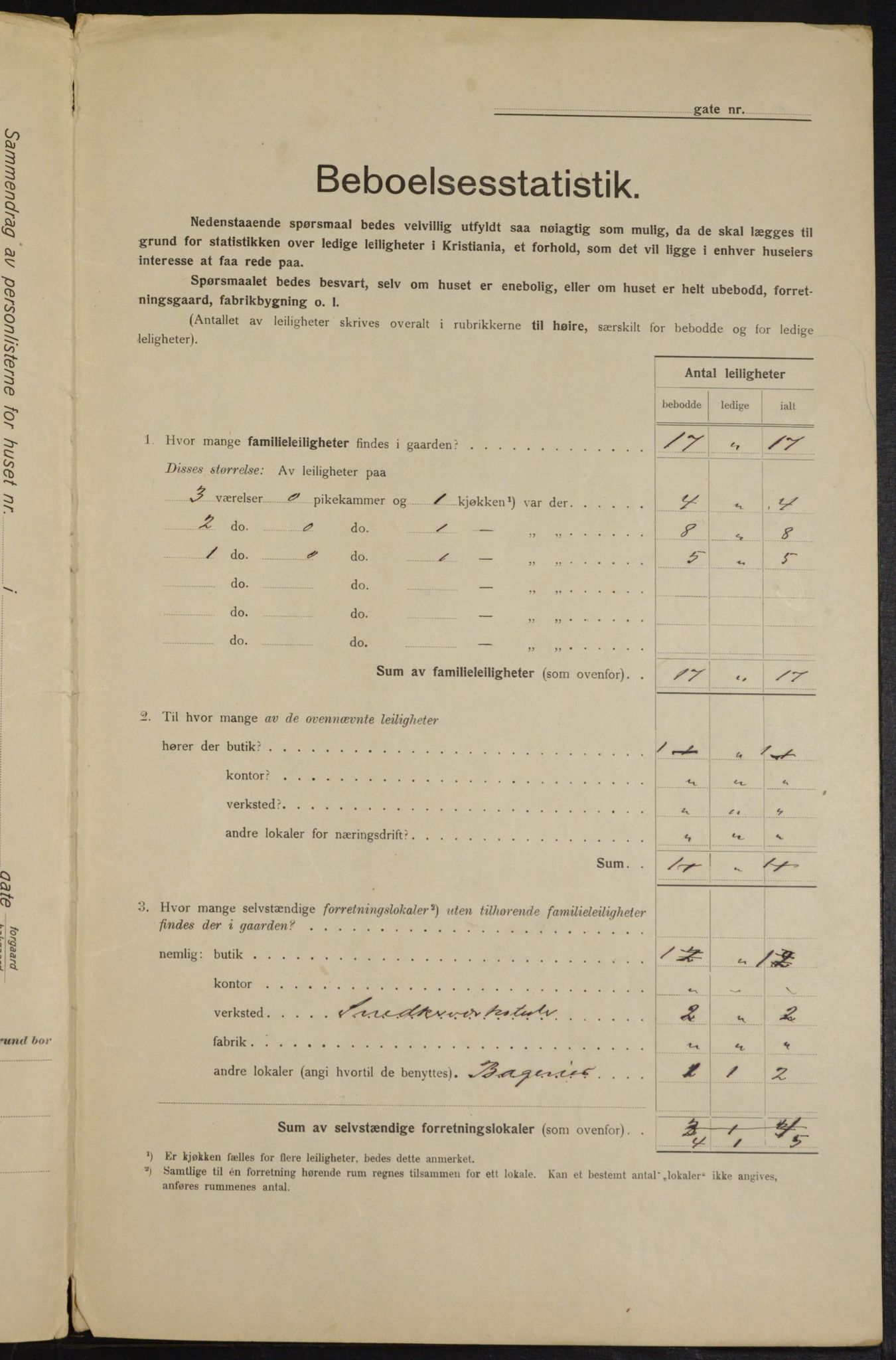 OBA, Municipal Census 1915 for Kristiania, 1915, p. 96059