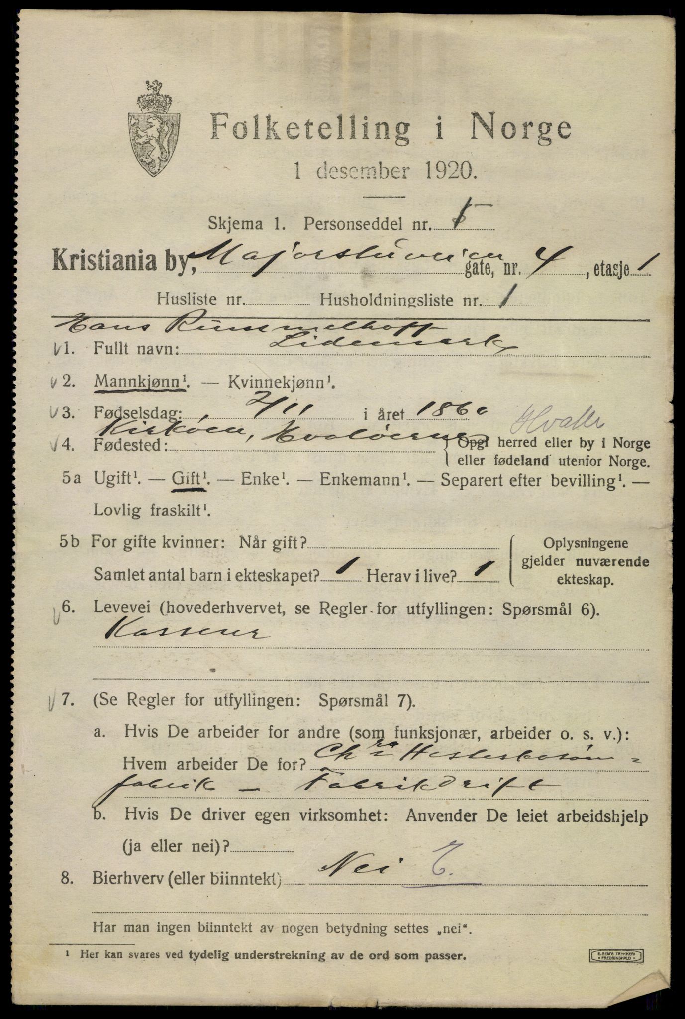 SAO, 1920 census for Kristiania, 1920, p. 371495