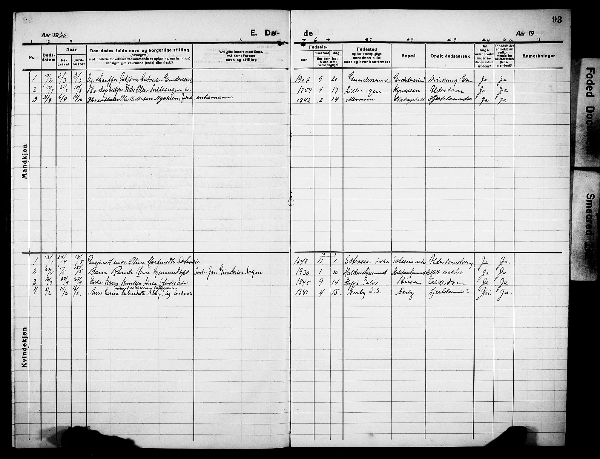 Elverum prestekontor, AV/SAH-PREST-044/H/Ha/Hab/L0013: Parish register (copy) no. 13, 1919-1933, p. 93