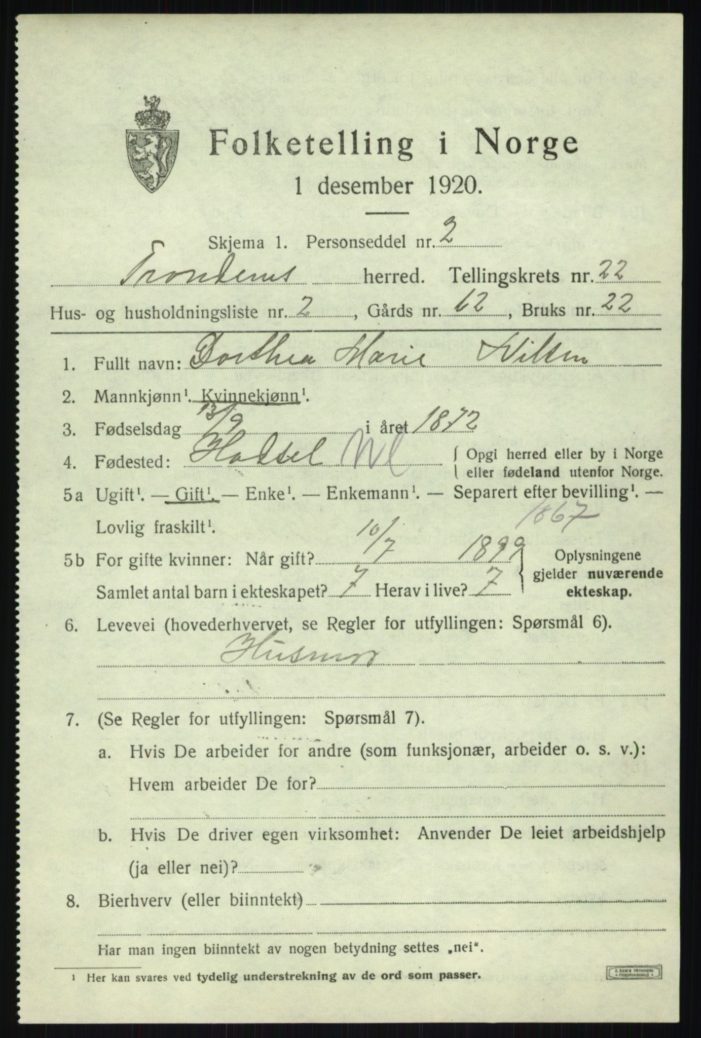 SATØ, 1920 census for Trondenes, 1920, p. 17196