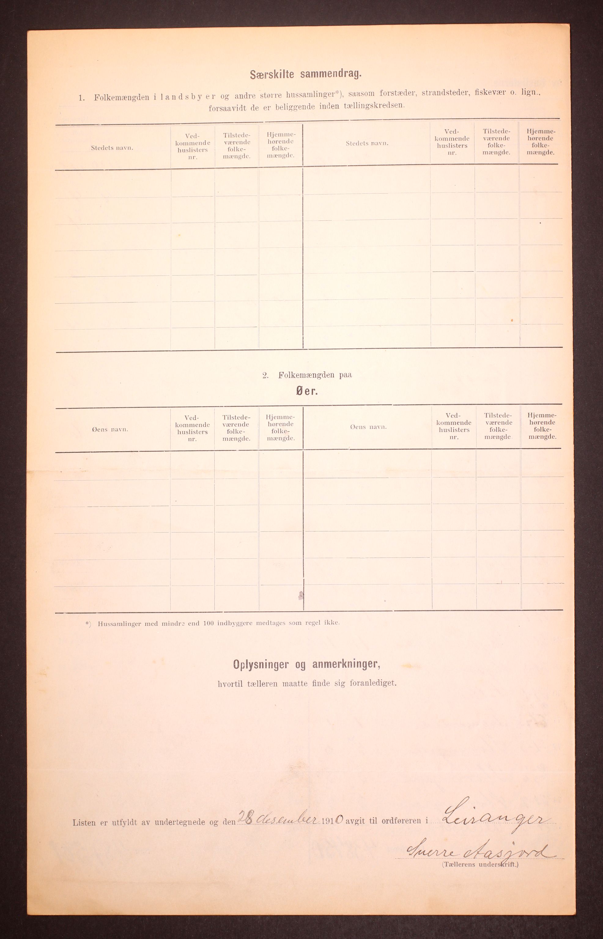 RA, 1910 census for Leiranger, 1910, p. 9