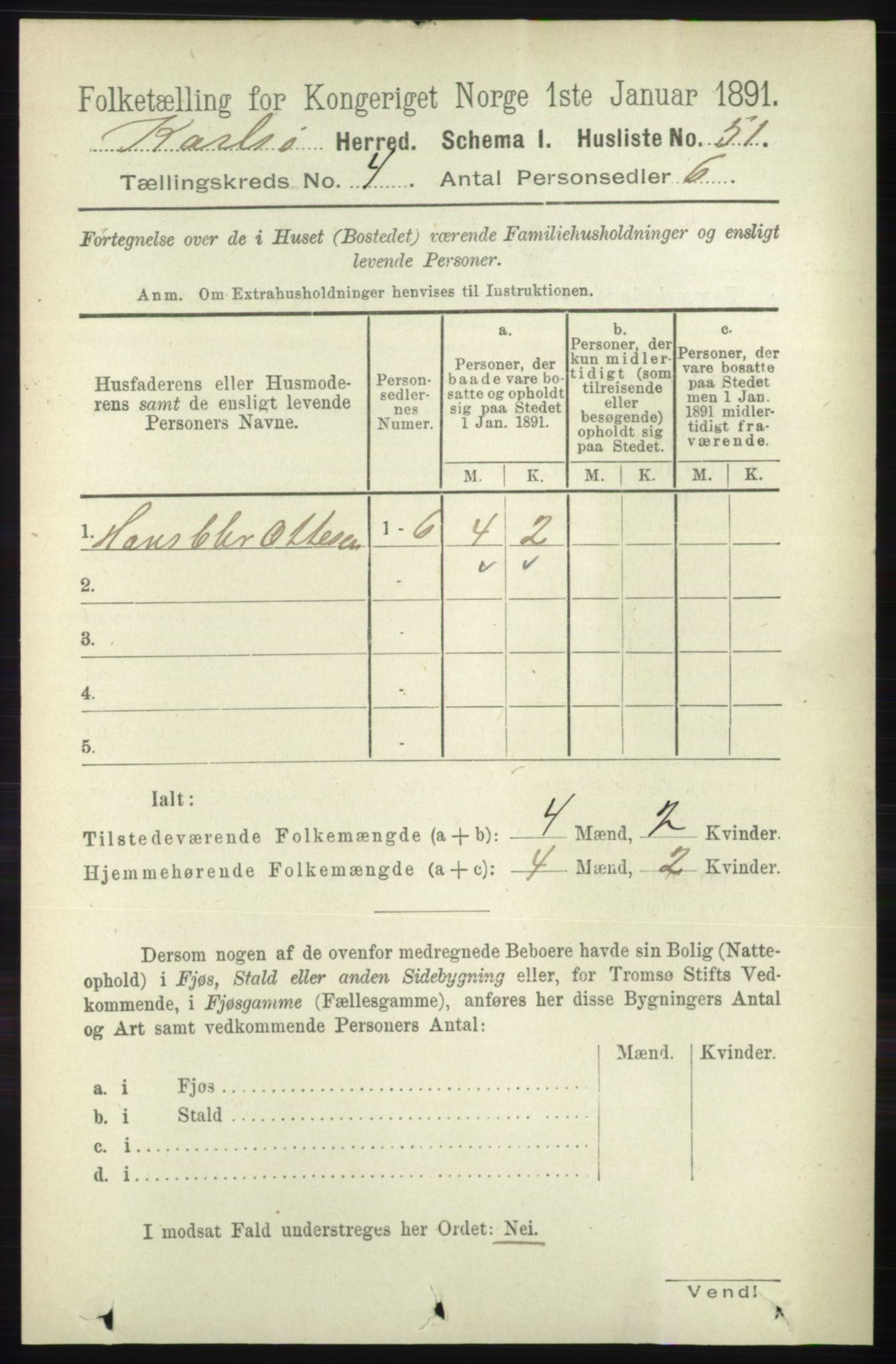 RA, 1891 census for 1936 Karlsøy, 1891, p. 825