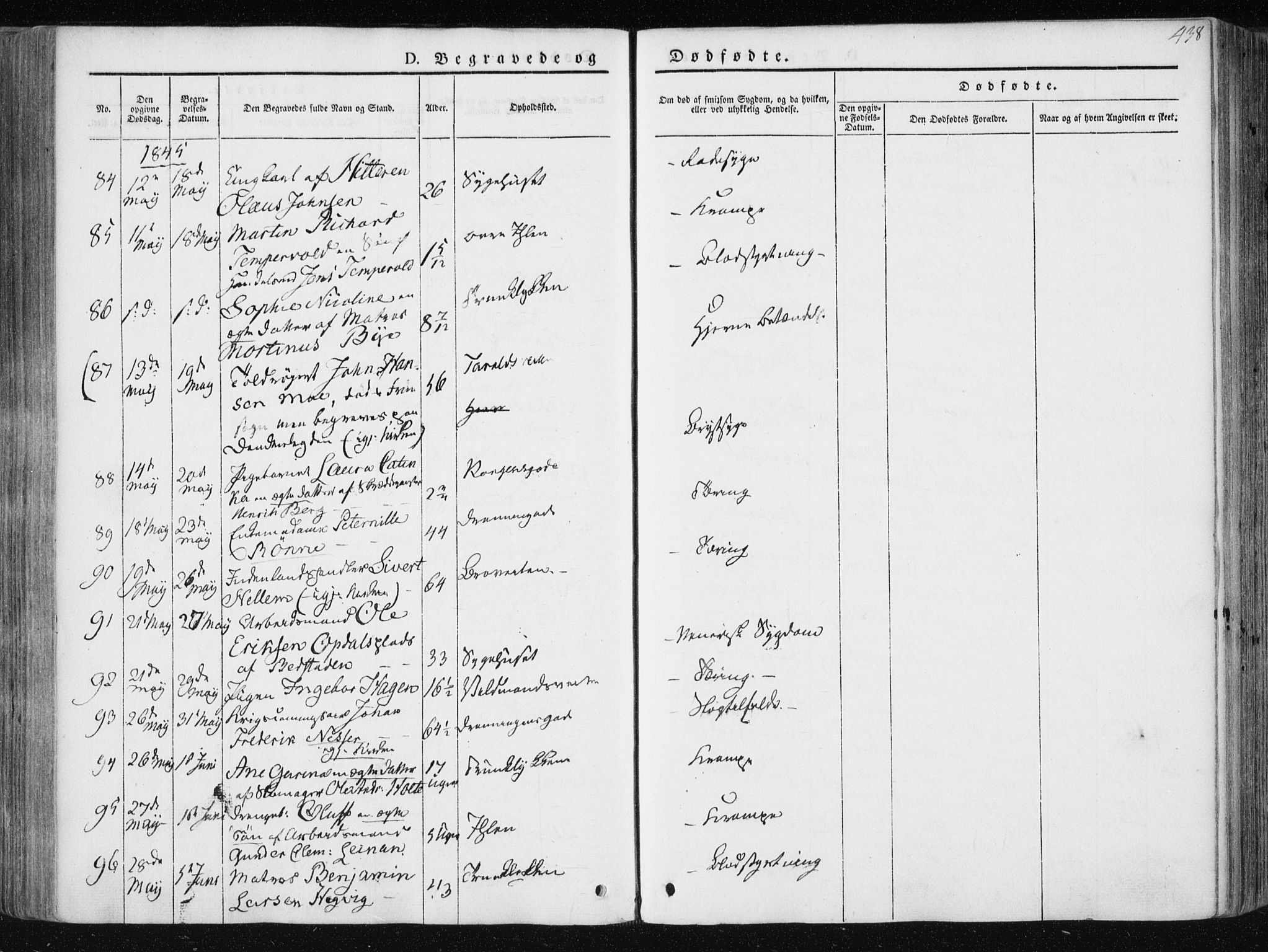 Ministerialprotokoller, klokkerbøker og fødselsregistre - Sør-Trøndelag, AV/SAT-A-1456/601/L0049: Parish register (official) no. 601A17, 1839-1847, p. 438