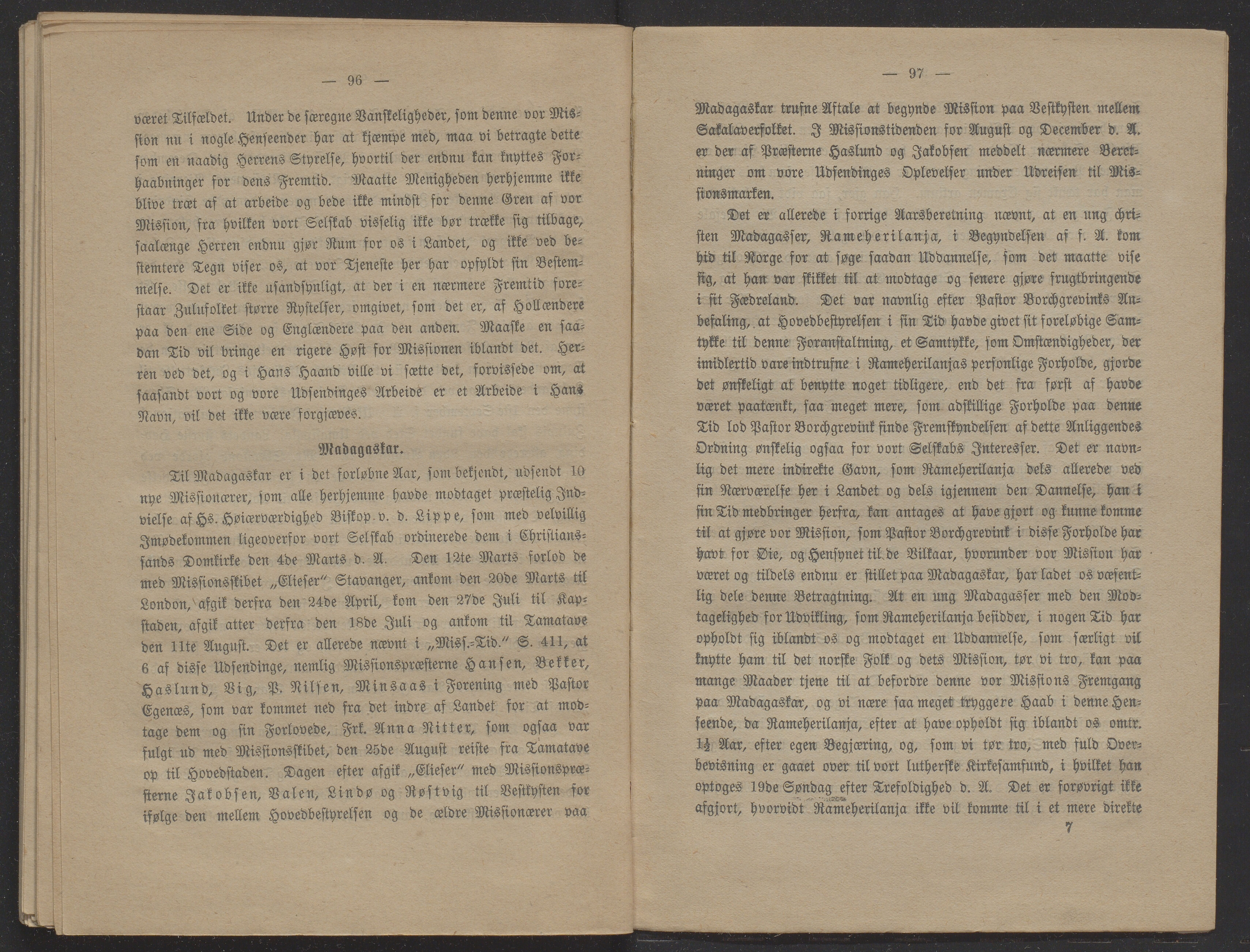 Det Norske Misjonsselskap - hovedadministrasjonen, VID/MA-A-1045/D/Db/Dba/L0338/0002: Beretninger, Bøker, Skrifter o.l   / Årsberetninger 32, 1874, p. 96-97