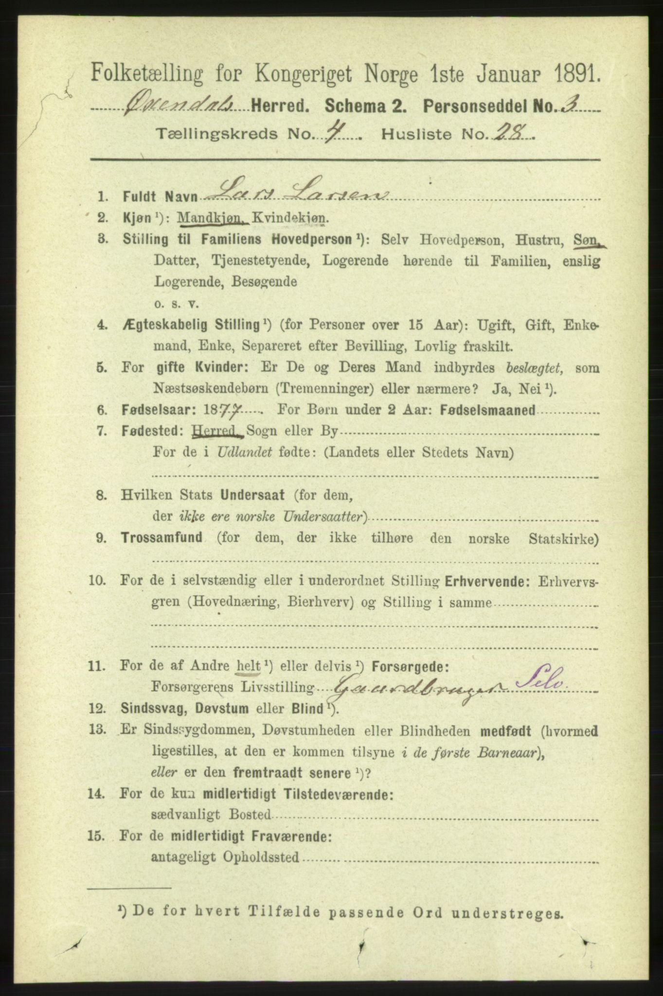 RA, 1891 census for 1561 Øksendal, 1891, p. 985