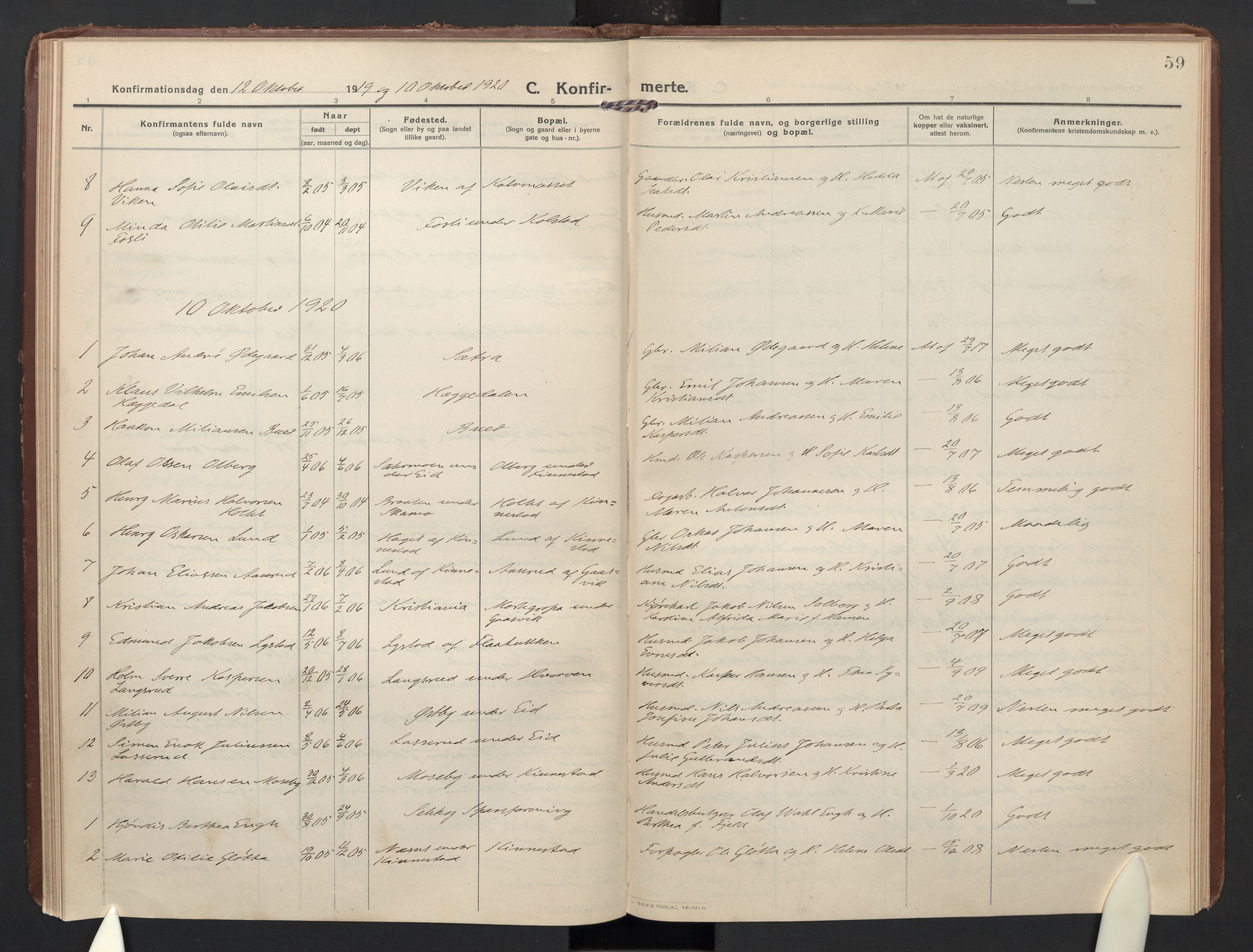 Høland prestekontor Kirkebøker, AV/SAO-A-10346a/F/Fc: Parish register (official) no. III 4, 1912-1924, p. 59