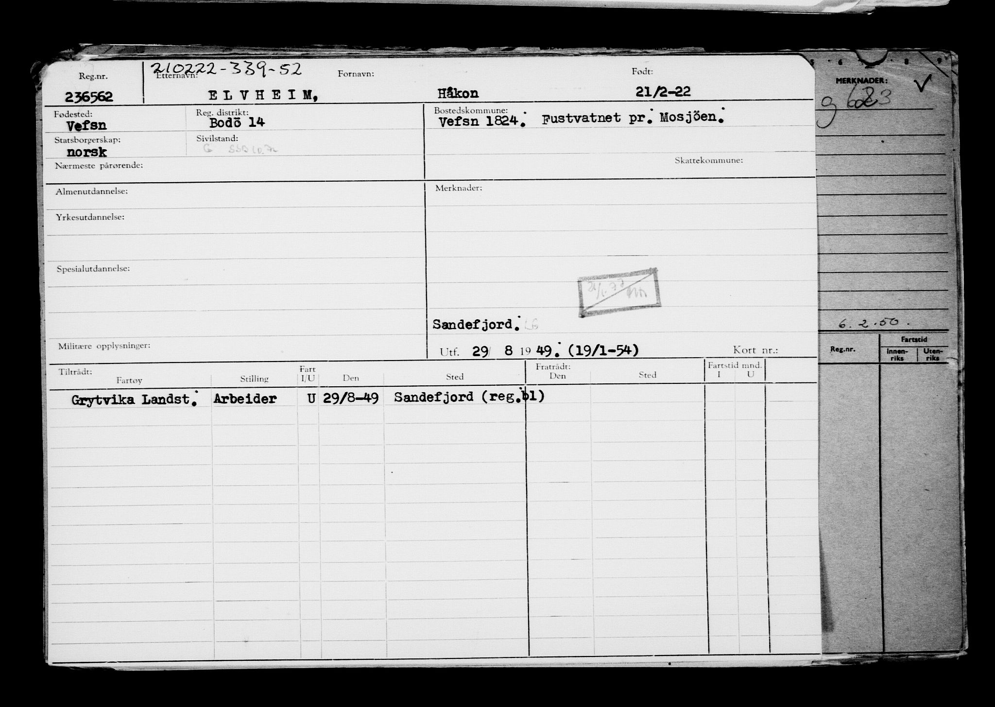 Direktoratet for sjømenn, AV/RA-S-3545/G/Gb/L0203: Hovedkort, 1922, p. 262