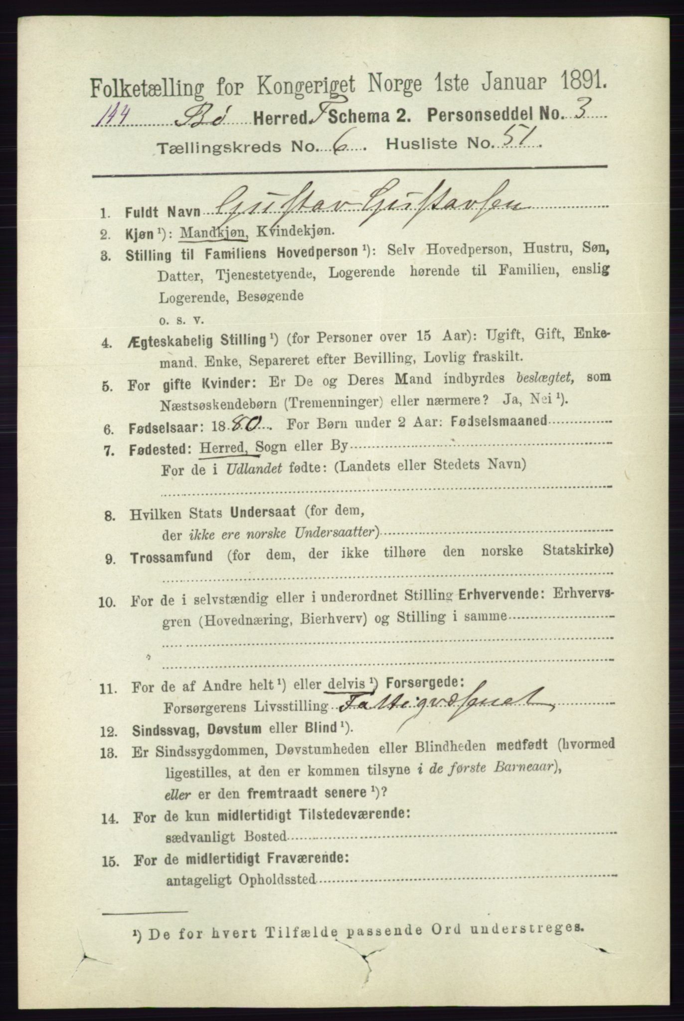 RA, 1891 census for 0821 Bø, 1891, p. 2134