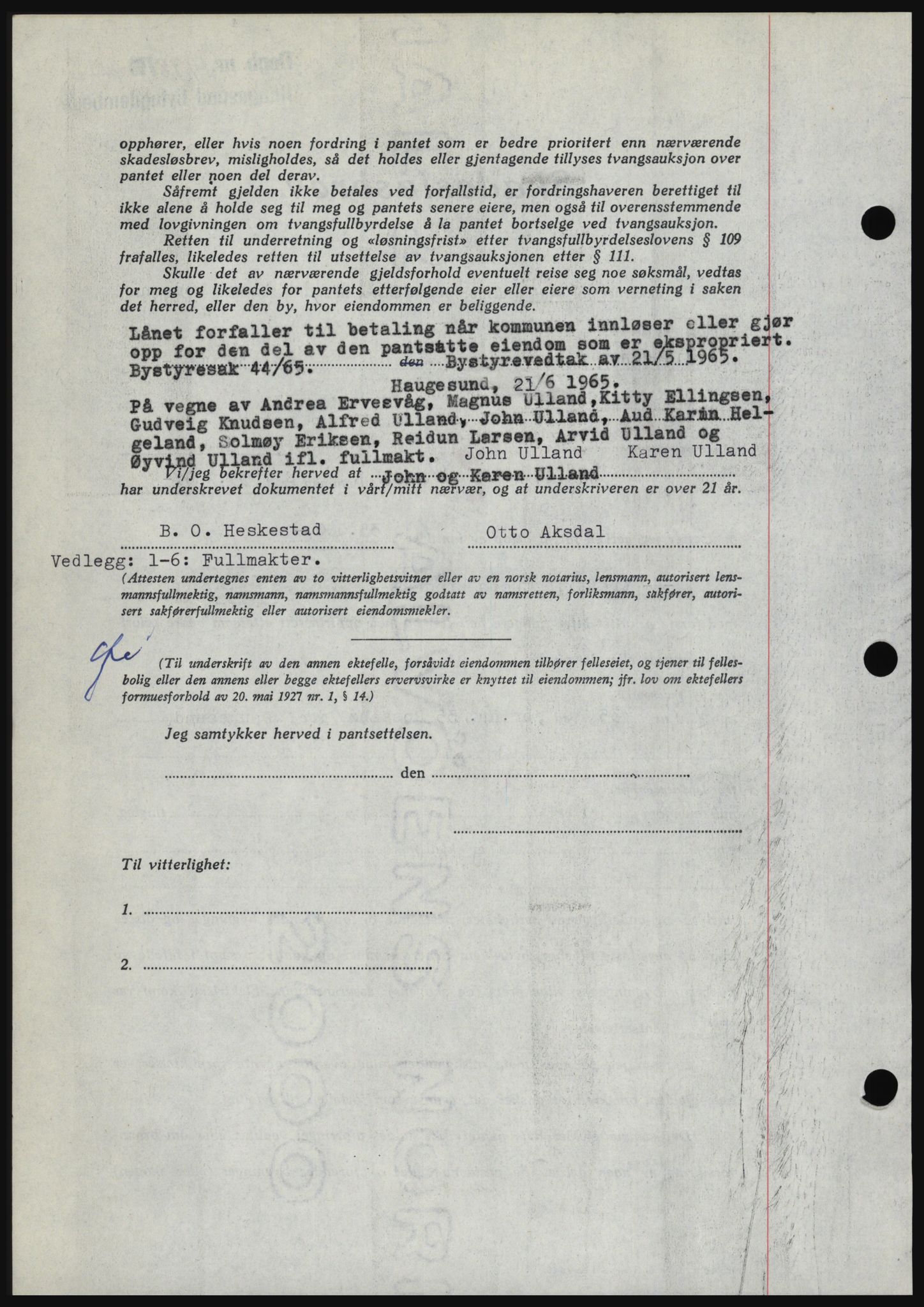 Haugesund tingrett, SAST/A-101415/01/II/IIC/L0053: Mortgage book no. B 53, 1965-1965, Diary no: : 1498/1965