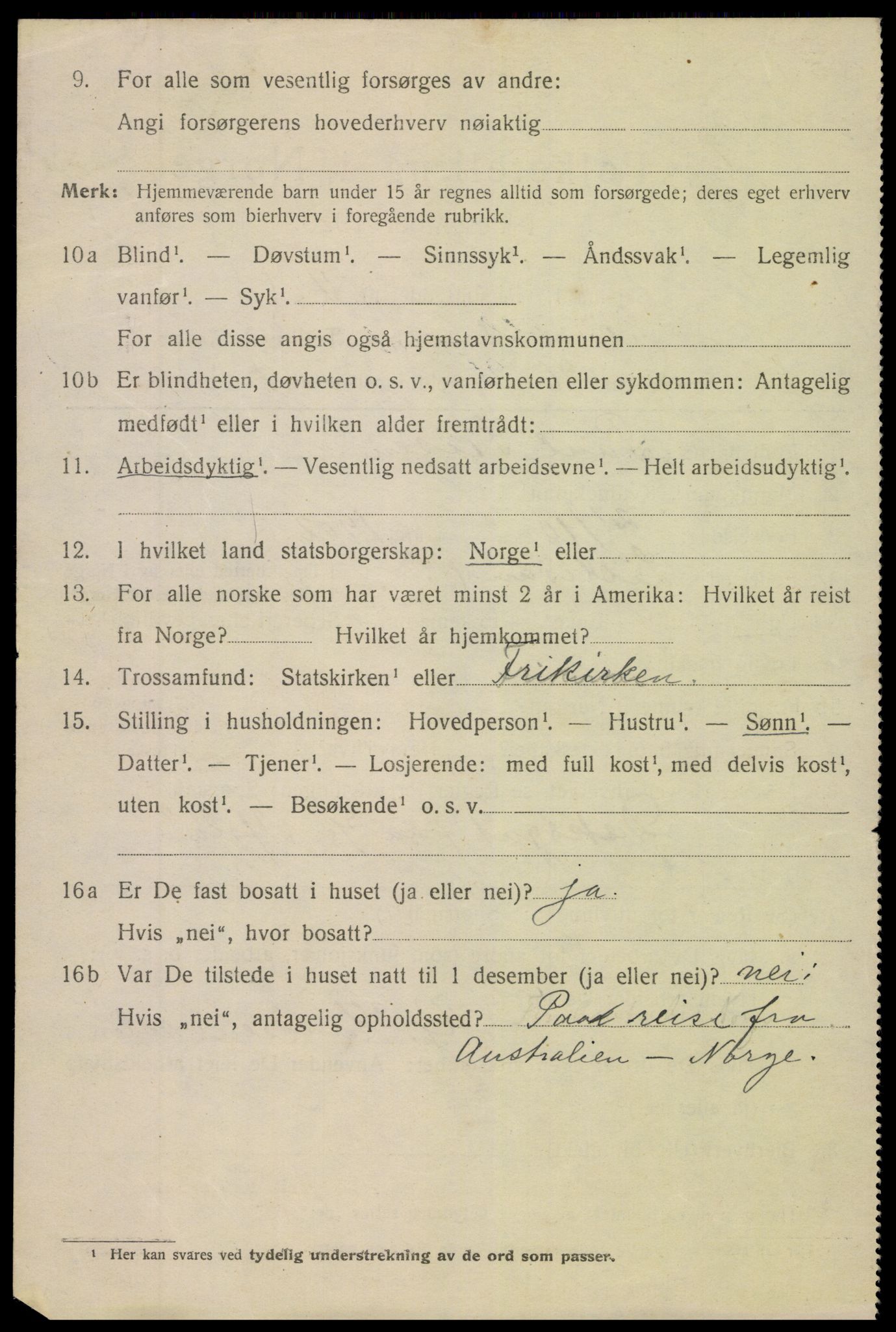 SAK, 1920 census for Lillesand, 1920, p. 2330