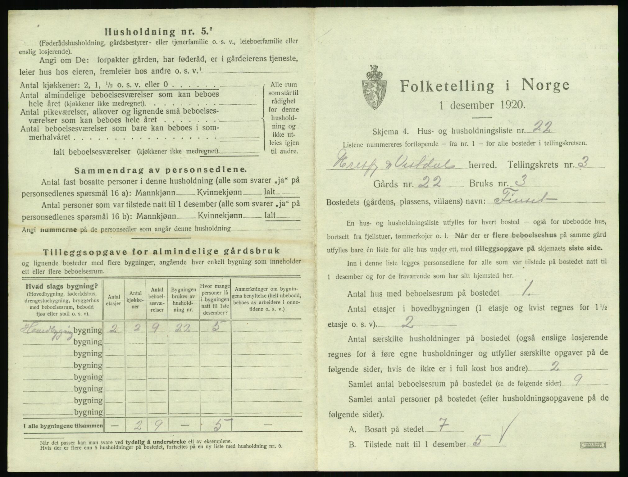 SAT, 1920 census for Eresfjord og Vistdal, 1920, p. 275