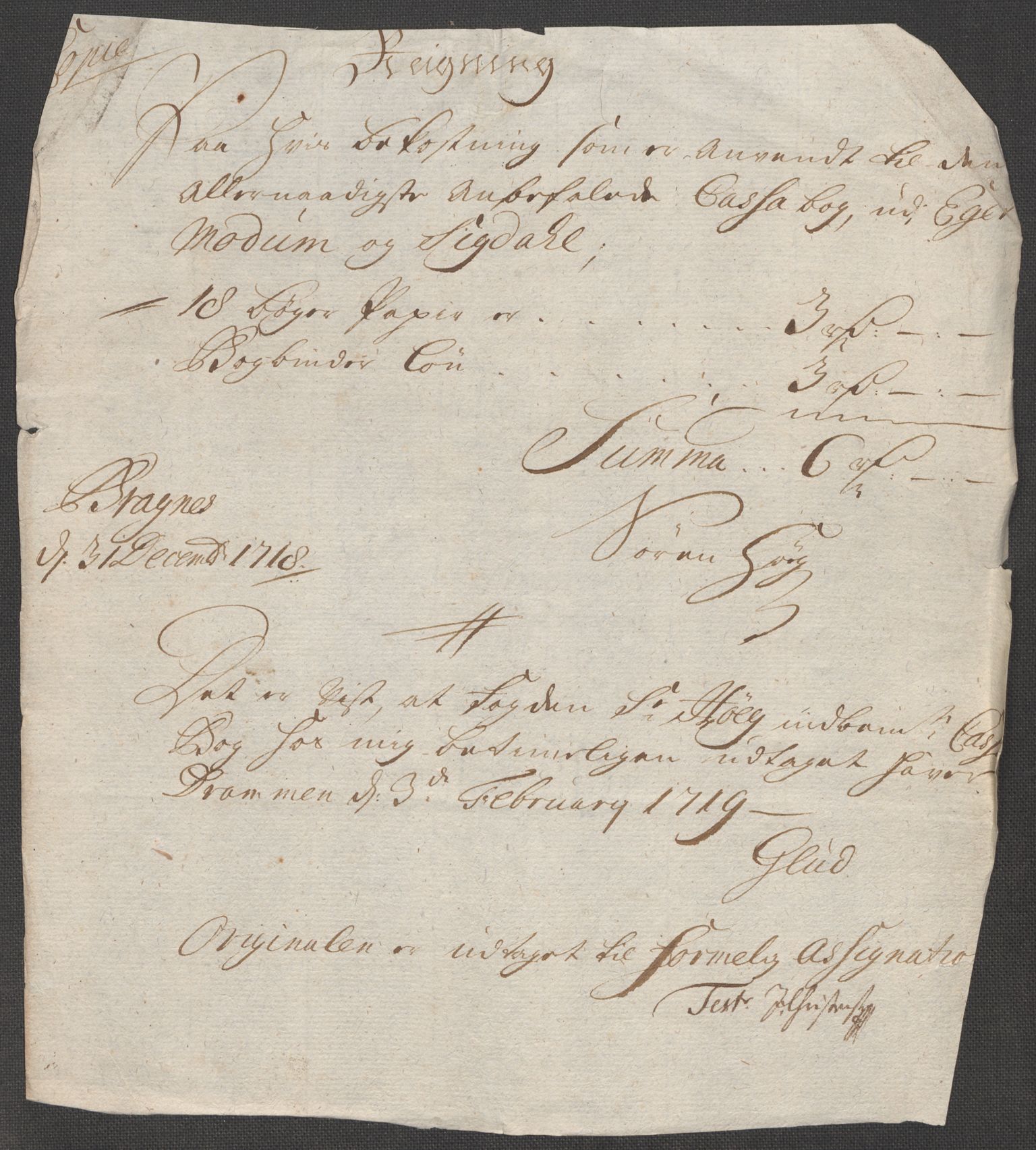 Rentekammeret inntil 1814, Reviderte regnskaper, Fogderegnskap, AV/RA-EA-4092/R31/L1712: Fogderegnskap Hurum, Røyken, Eiker, Lier og Buskerud, 1718, p. 281