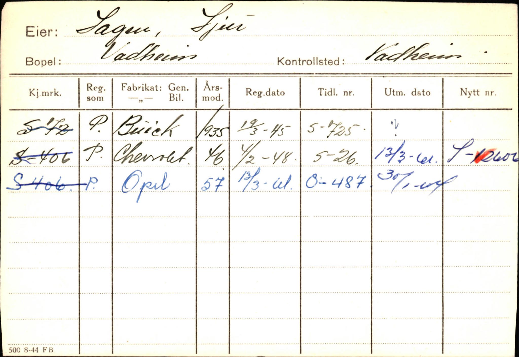 Statens vegvesen, Sogn og Fjordane vegkontor, AV/SAB-A-5301/4/F/L0131: Eigarregister Høyanger P-Å. Stryn S-Å, 1945-1975, p. 144