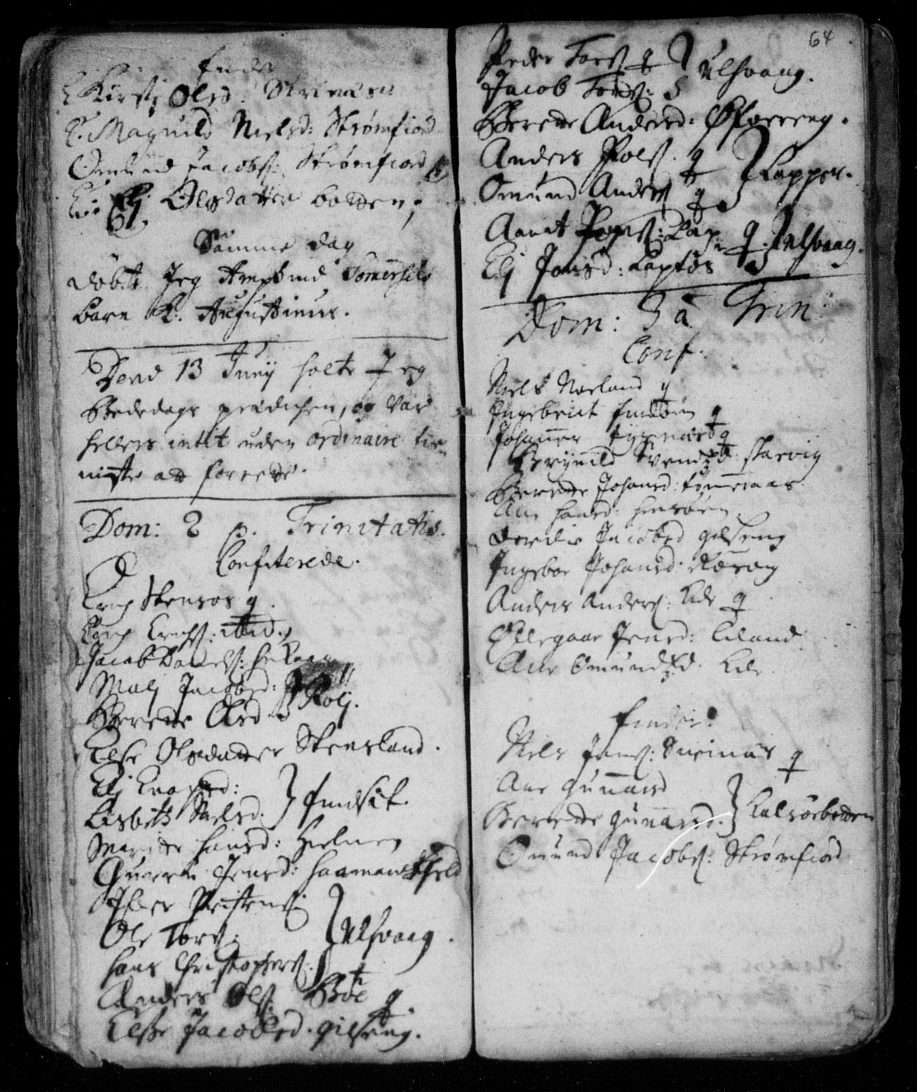 Ministerialprotokoller, klokkerbøker og fødselsregistre - Nordland, AV/SAT-A-1459/859/L0840: Parish register (official) no. 859A00, 1708-1738, p. 64