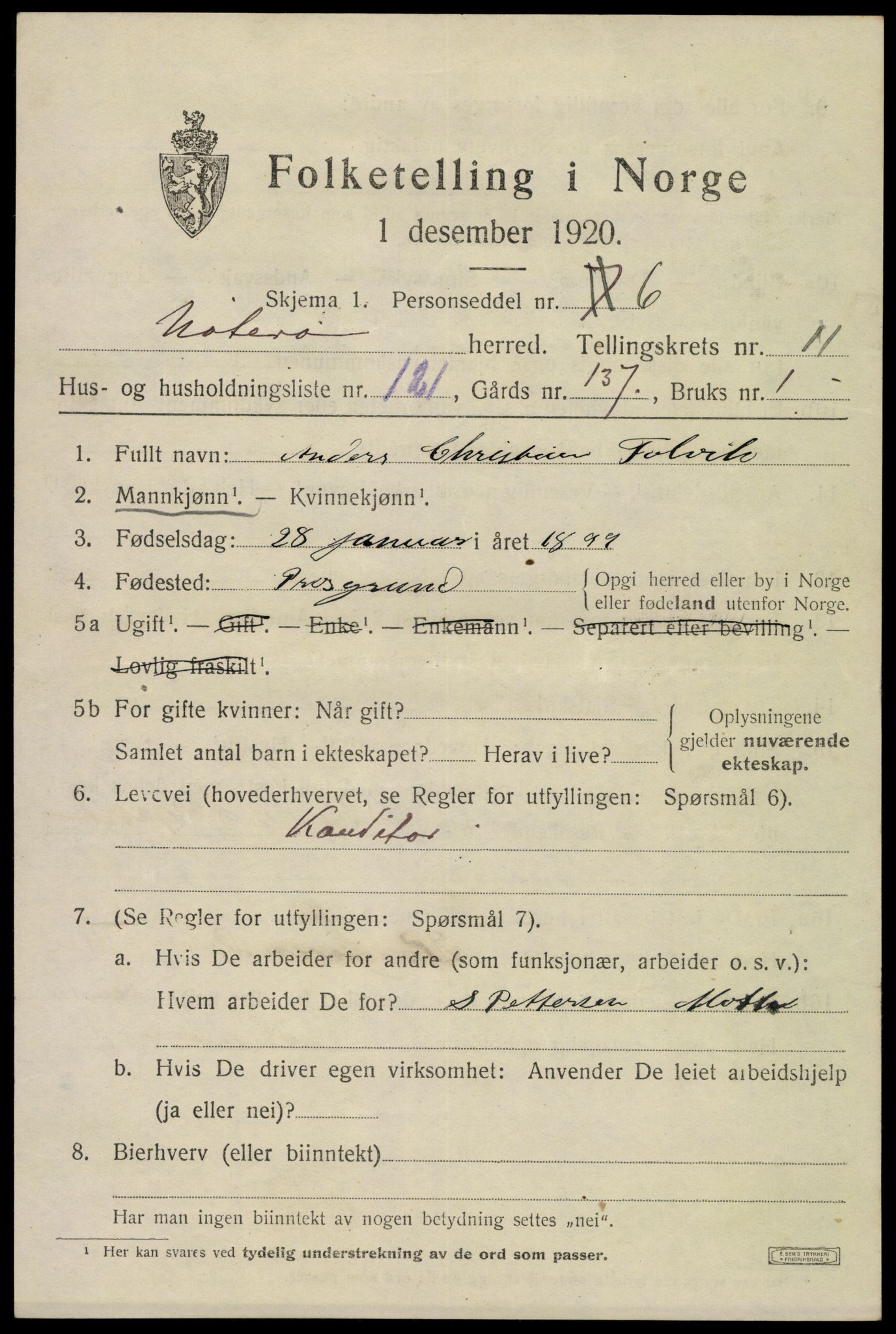 SAKO, 1920 census for Nøtterøy, 1920, p. 14677