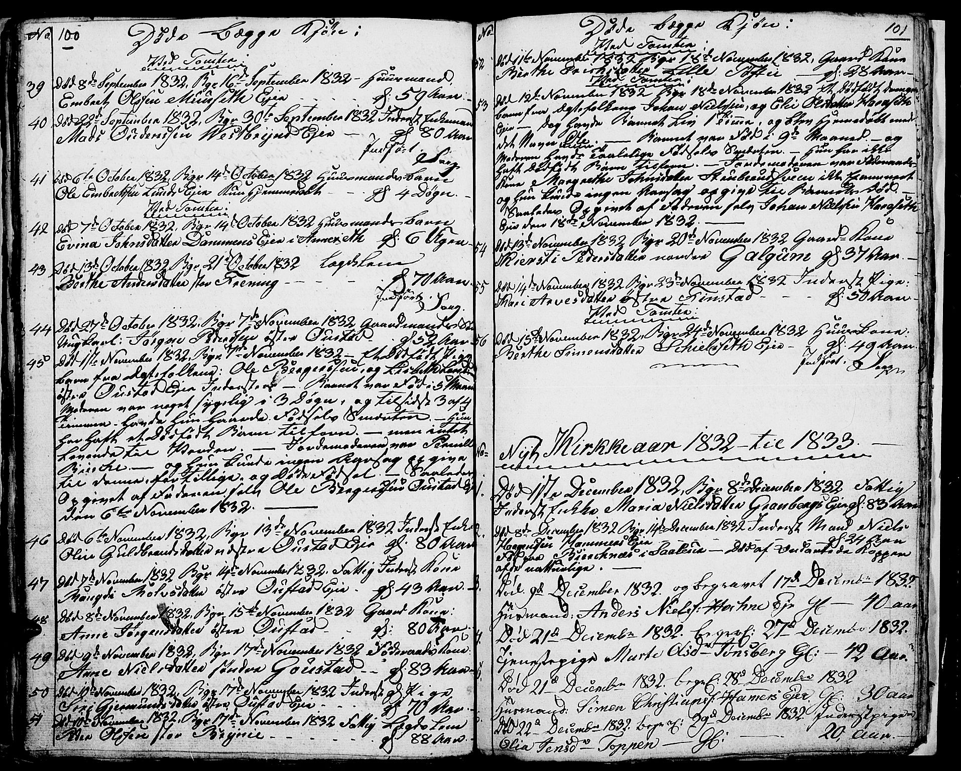 Romedal prestekontor, AV/SAH-PREST-004/L/L0007: Parish register (copy) no. 7, 1831-1837, p. 100-101