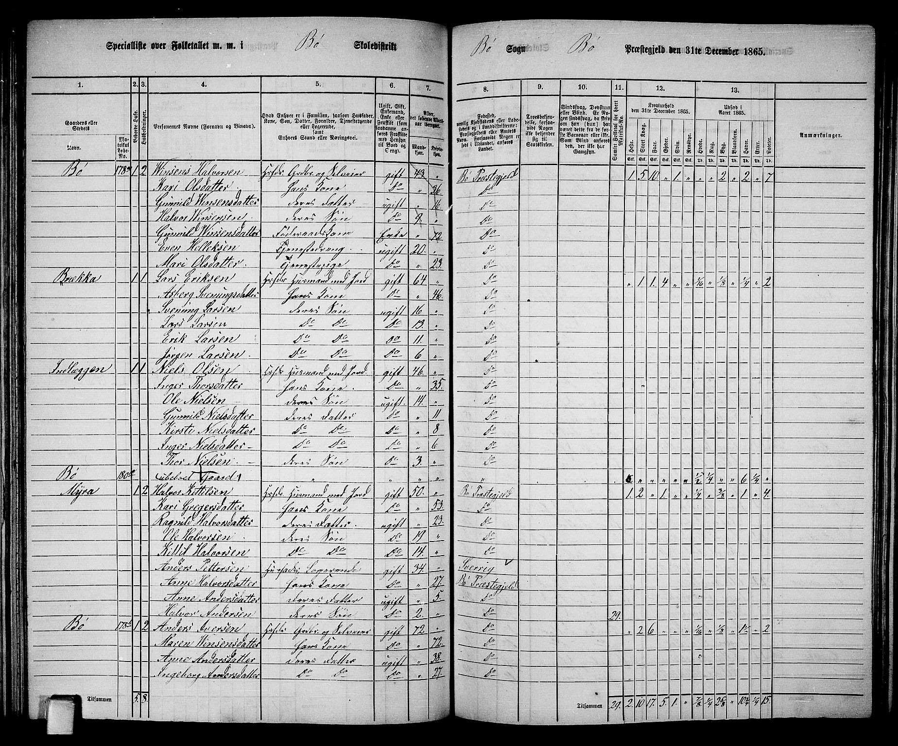 RA, 1865 census for Bø, 1865, p. 98