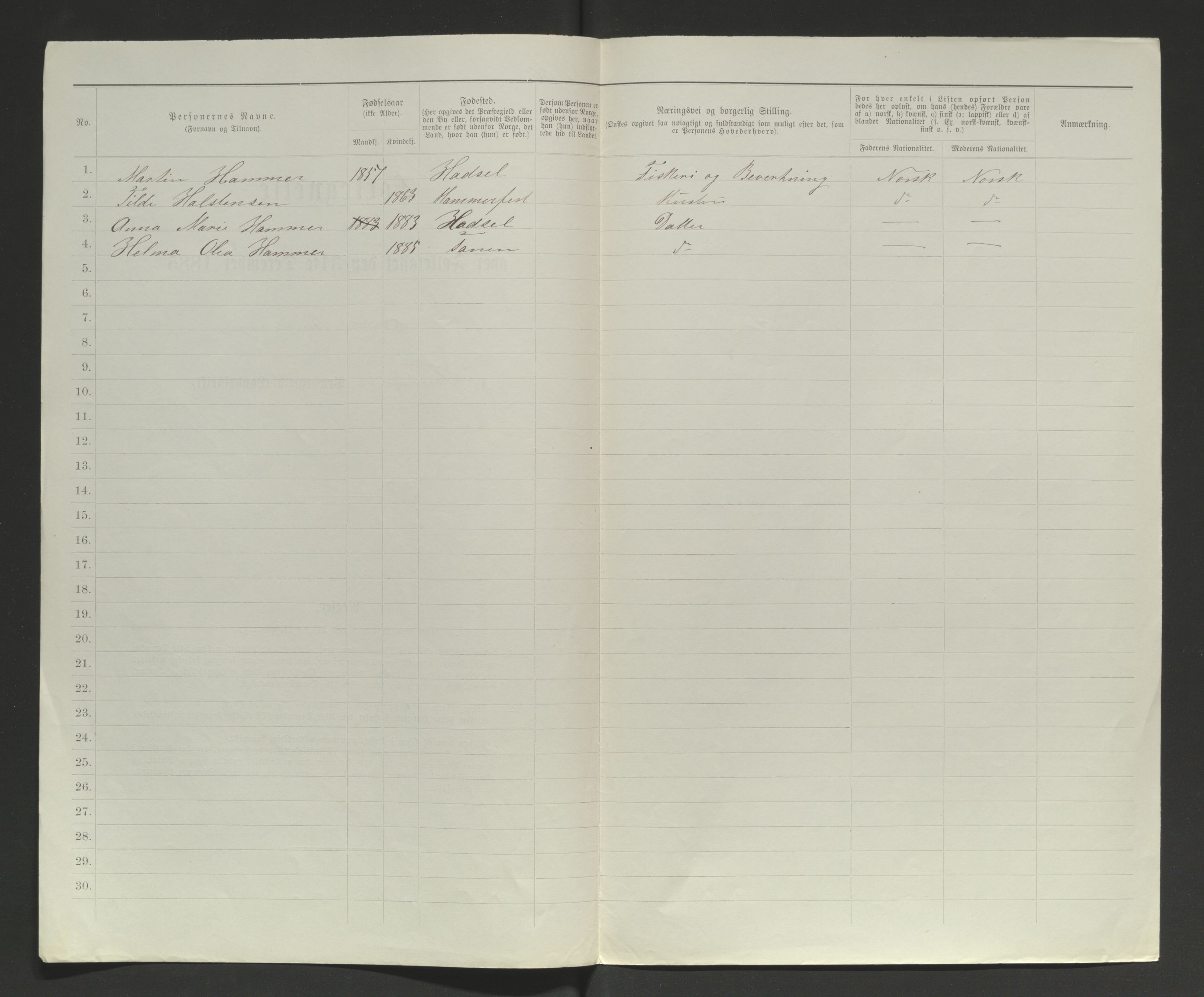 SATØ, 1885 census for 2025 Tana, 1885, p. 99b